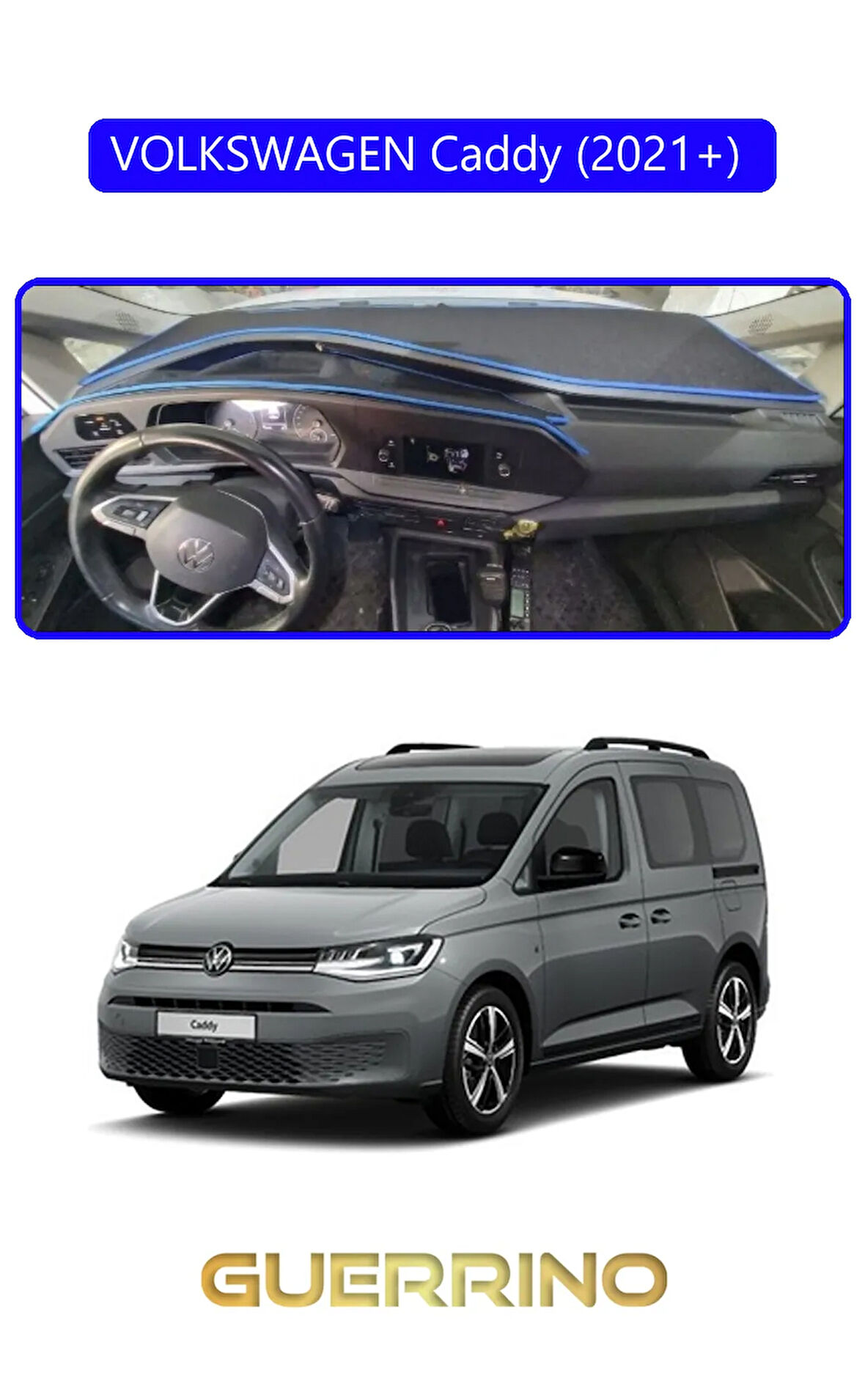 VOLKSWAGEN Caddy (2021+) TORPİDO KORUMA HALISI MAVİ KENAR