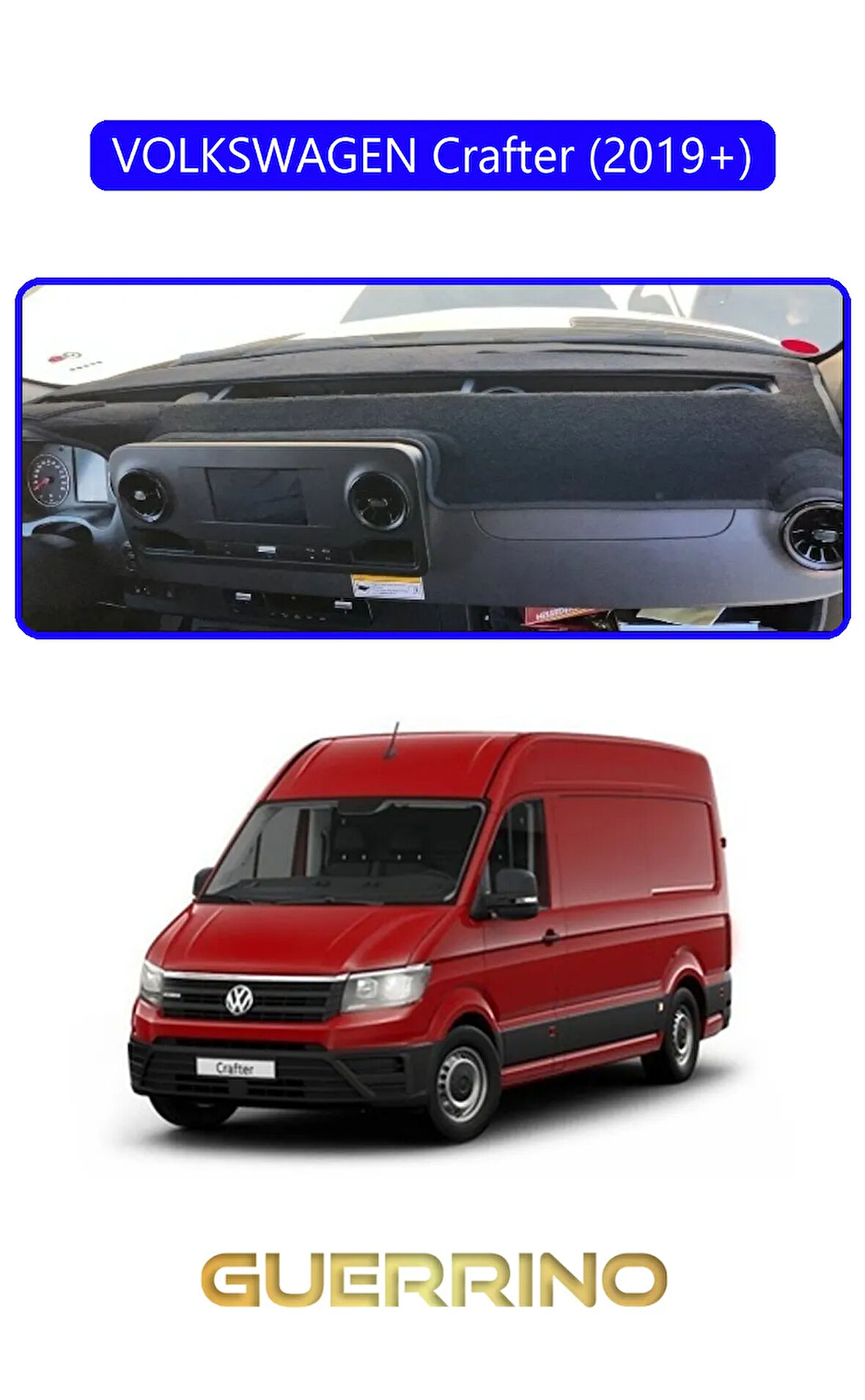 VOLKSWAGEN Crafter (2019+)TORPİDO KORUMA HALISI MAVİ KENAR