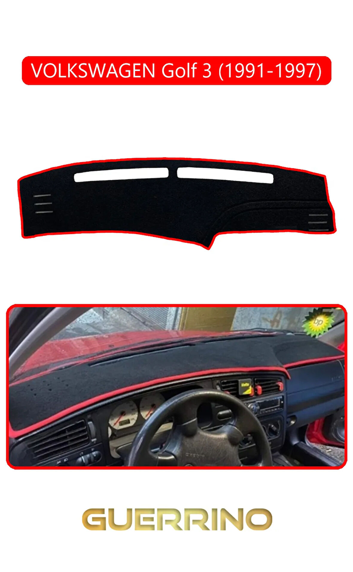 VOLKSWAGEN Golf 3 / Vento / Jetta (1991-1997)TORPİDO KORUMA HALISI KIRMIZI KENAR