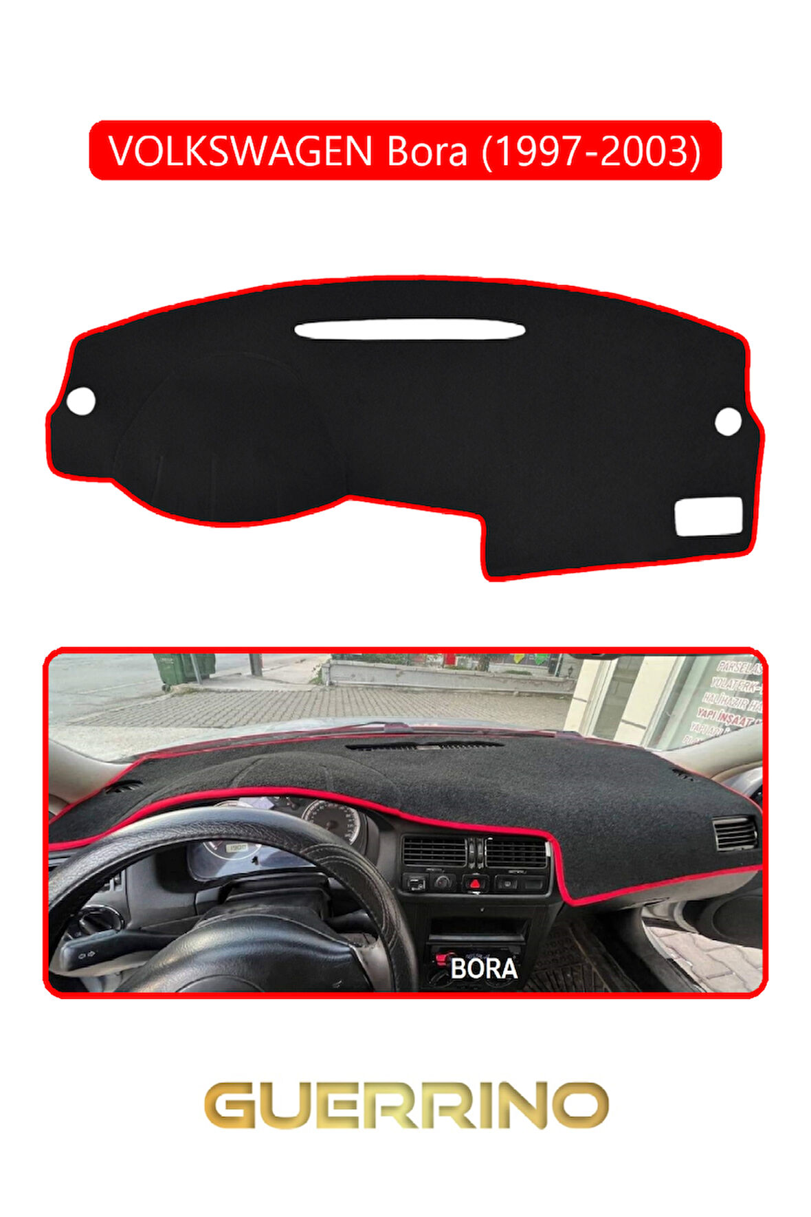 VOLKSWAGEN BORA (1997-2003) TORPİDO KORUMA HALISI KIRMIZI KENAR