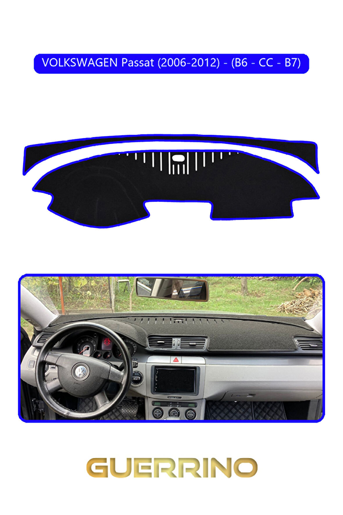 VOLKSWAGEN Passat (2006-2012) - (B6/CC; ) B7TORPİDO KORUMA HALISI MAVİ KENAR