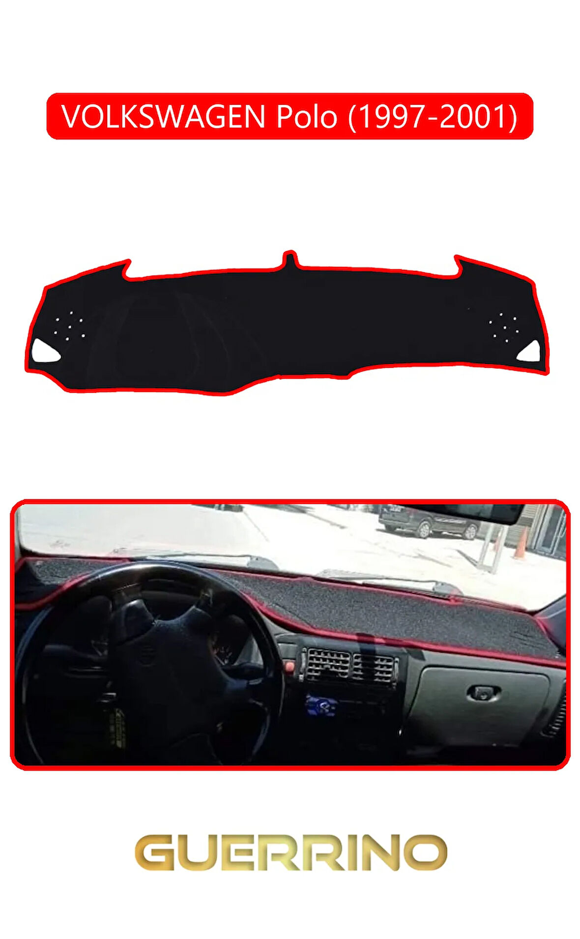 VOLKSWAGEN Polo (1997-2001)TORPİDO KORUMA HALISI KIRMIZI KENAR