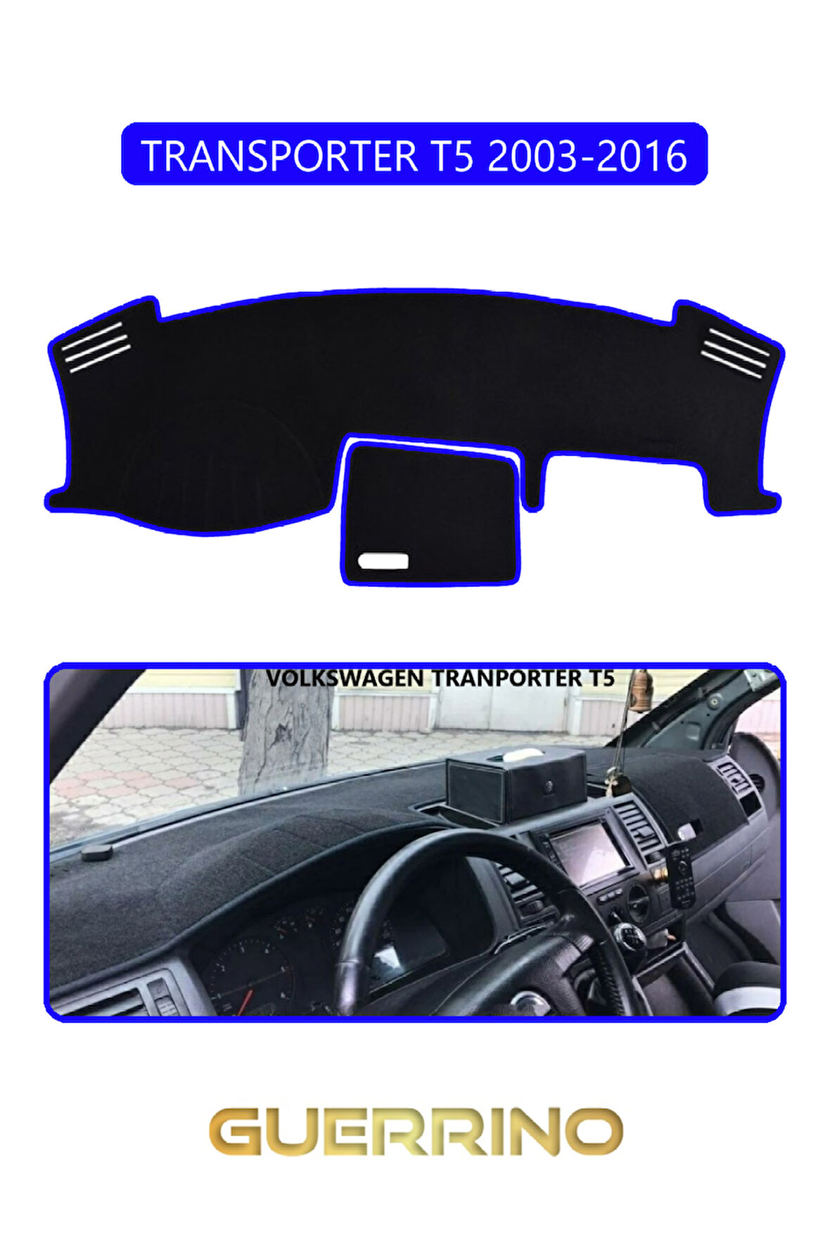 VOLKSWAGEN T5 (2003-2016)TORPİDO KORUMA HALISI MAVİ KENAR