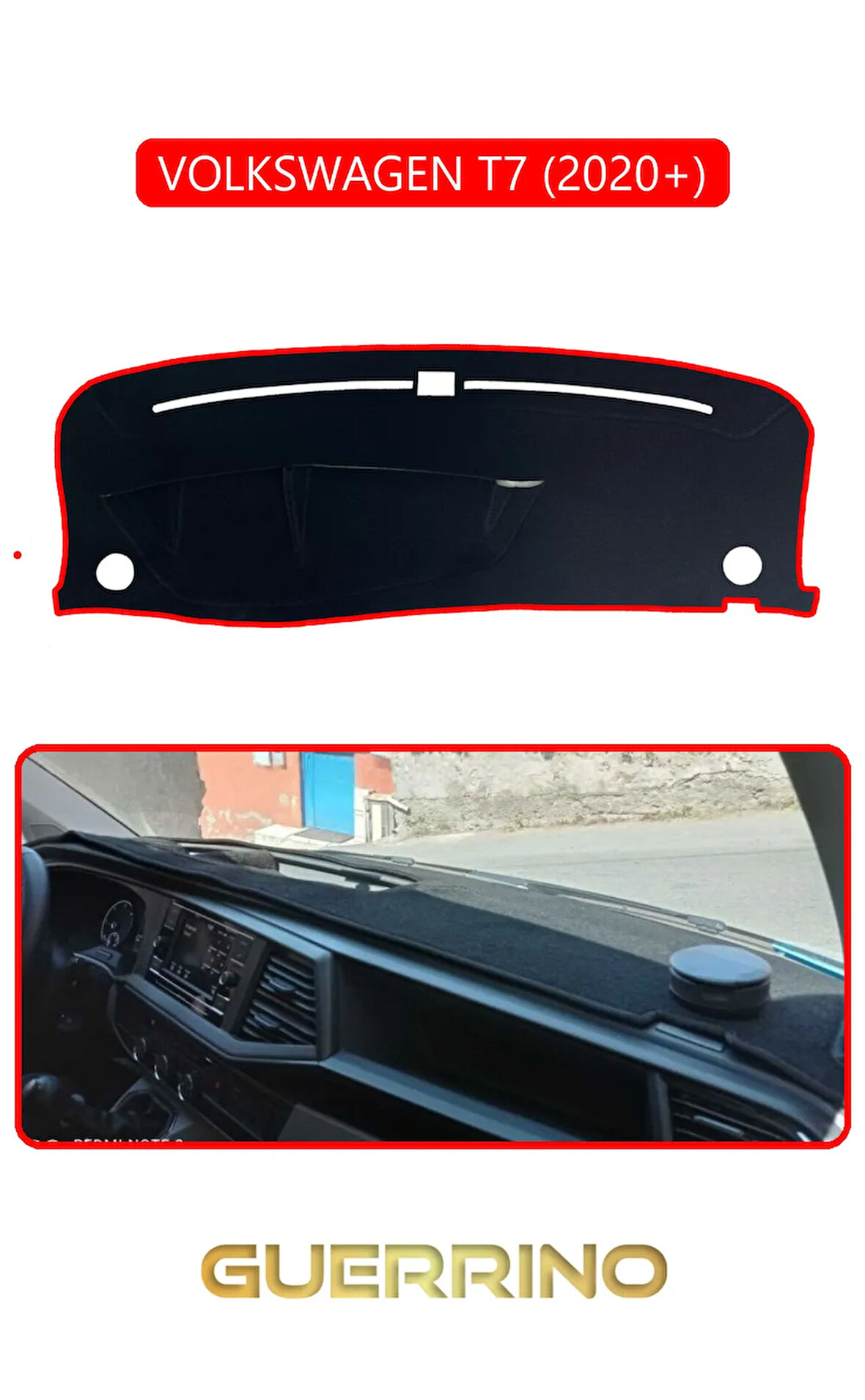 VOLKSWAGEN T7 (2020+)TORPİDO KORUMA HALISI KIRMIZI KENAR