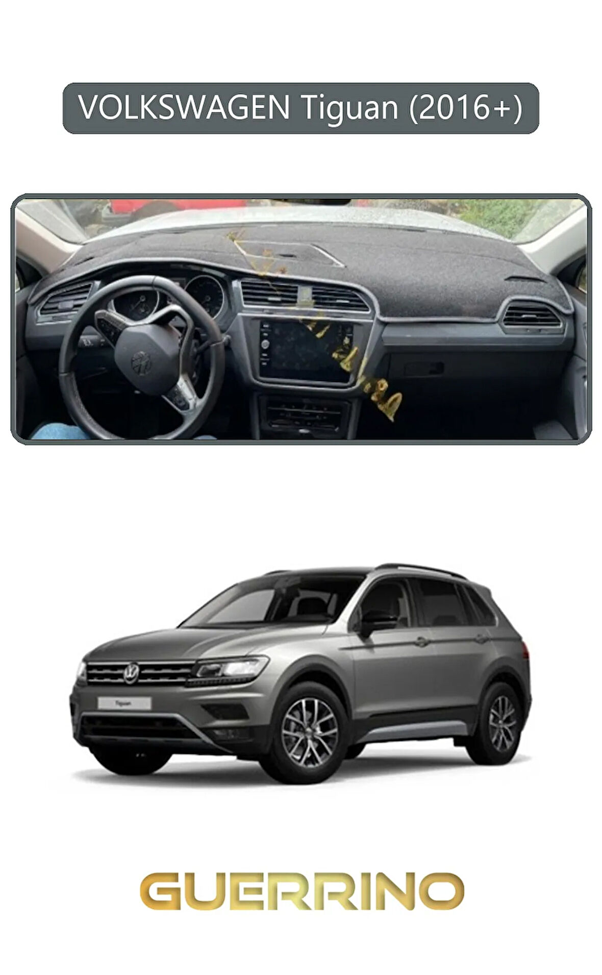 VOLKSWAGEN Tiguan (2016+) ;TORPİDO KORUMA HALISI GRİ KENAR