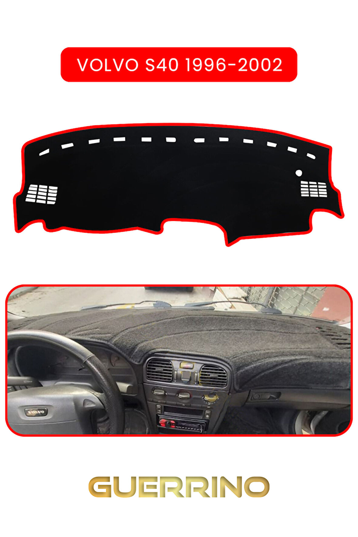 VOLVO S40 (1996-2002)TORPİDO KORUMA HALISI KIRMIZI KENAR