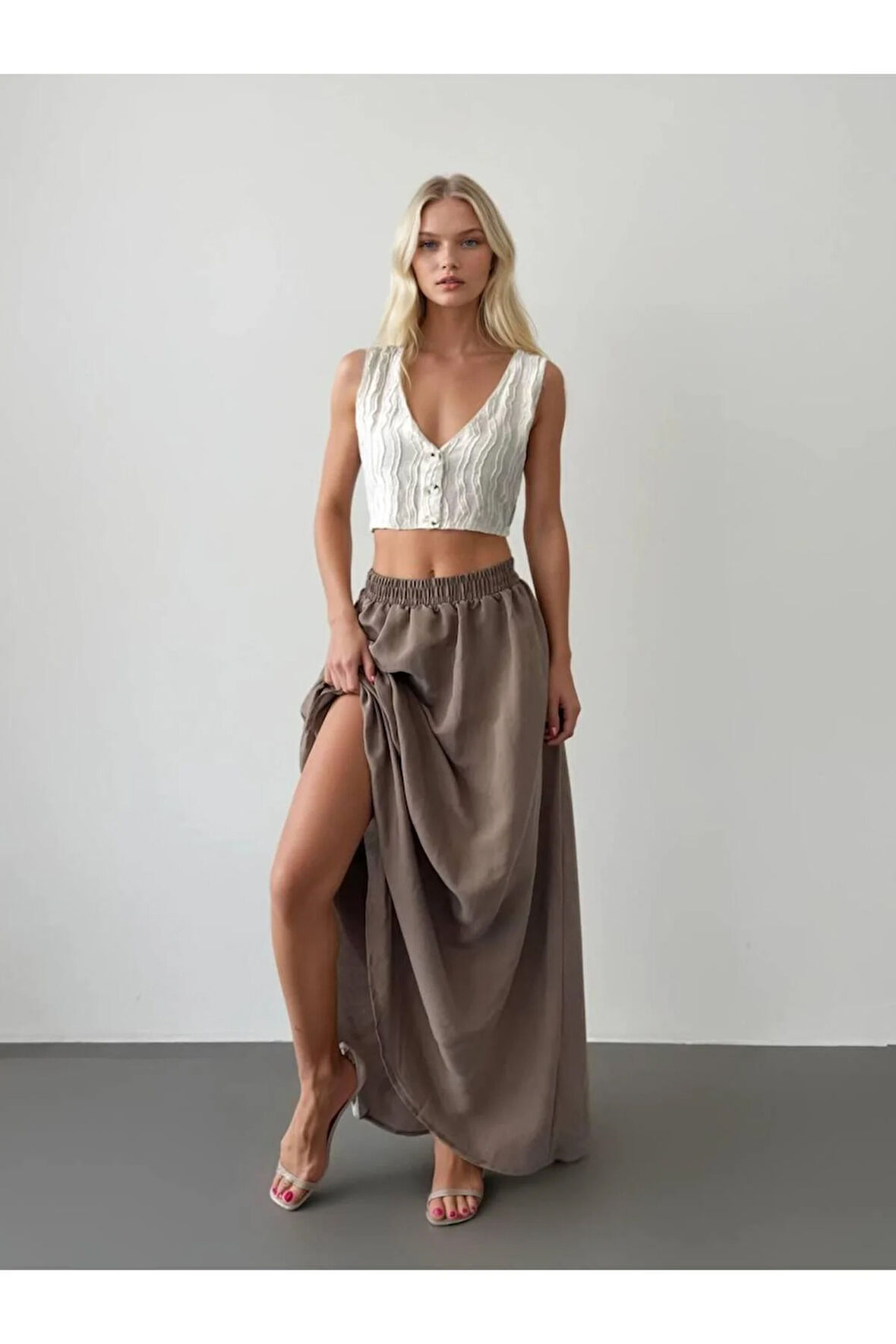 Uzun Beli Lastikli Etek