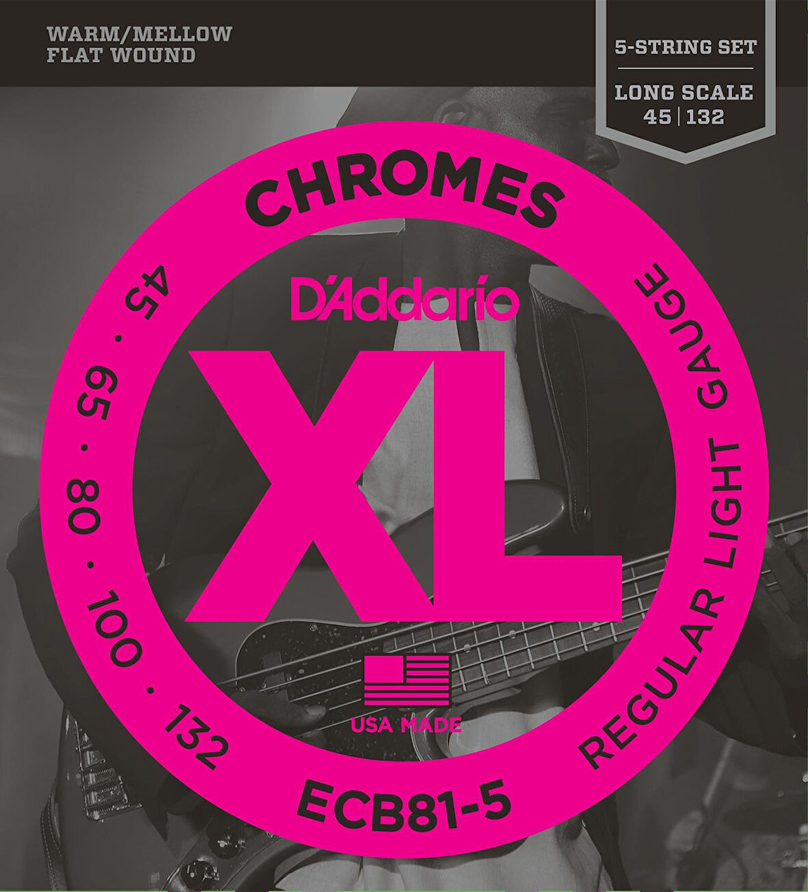 DADDARIO ECB81-5 BASS GİTAR TEL SETİ, 5 TELLİ, CHROMES, REGULAR LIGHT