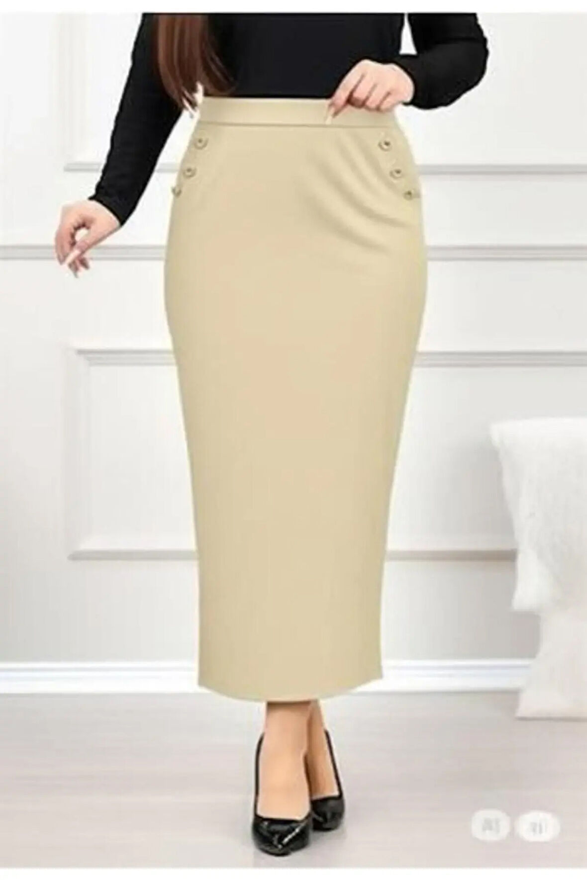 CEPLİ (DÜGME DETAYLI 93-94cm) KALEM ETEK