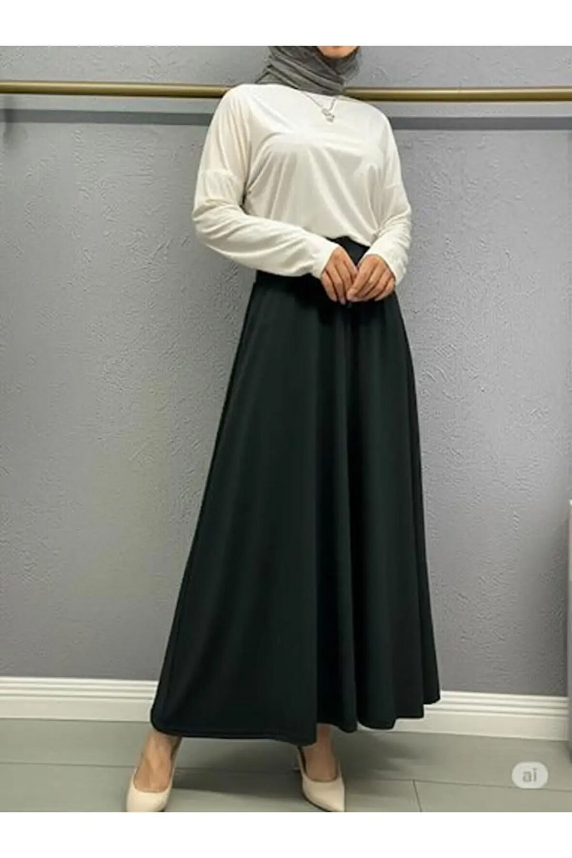 SCUBA KREP BEL LASTİKLİ KLOŞ ETEK(93-94CM UZUNLUK)