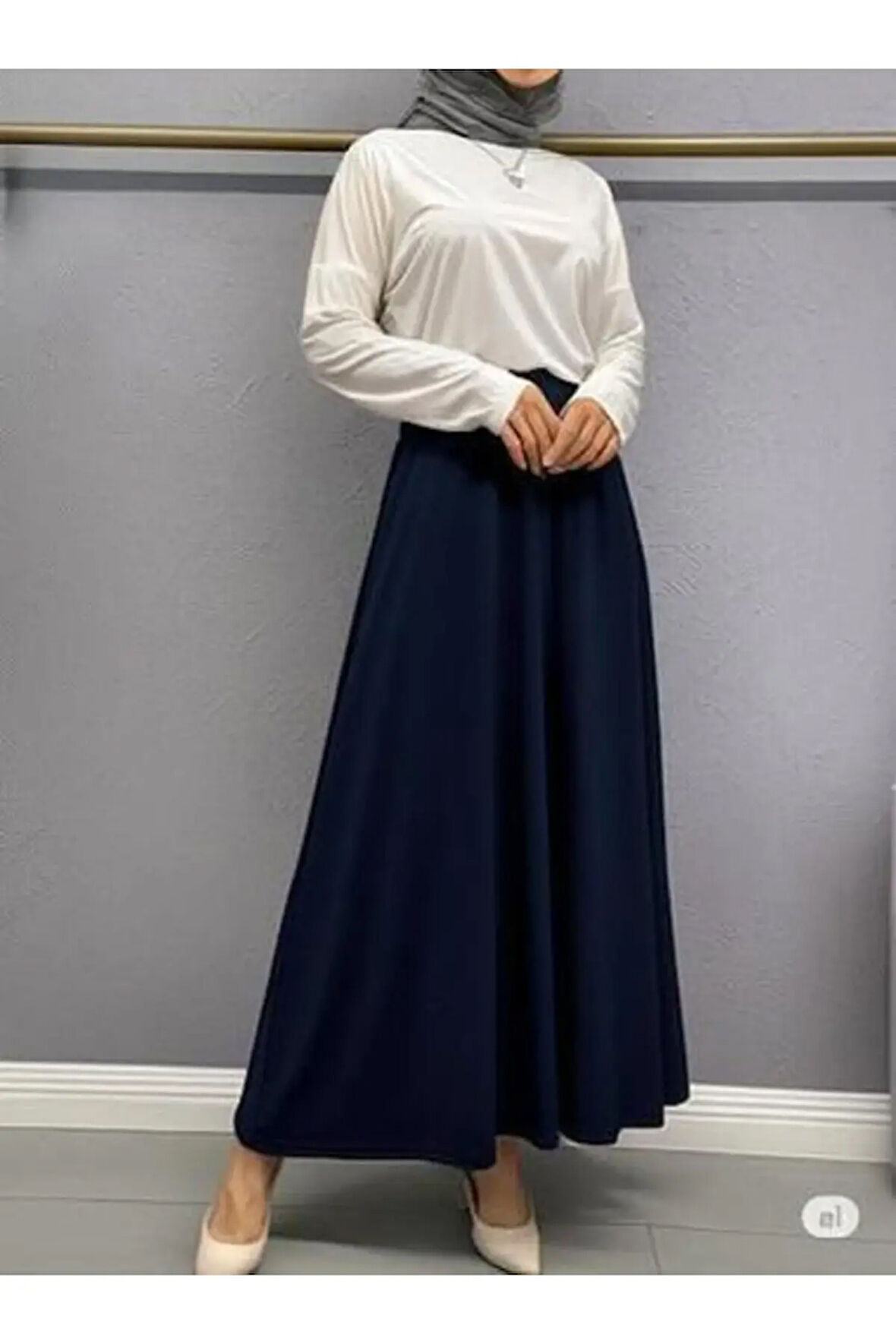 SCUBA KREP BEL LASTİKLİ KLOŞ ETEK(93-94CM UZUNLUK)