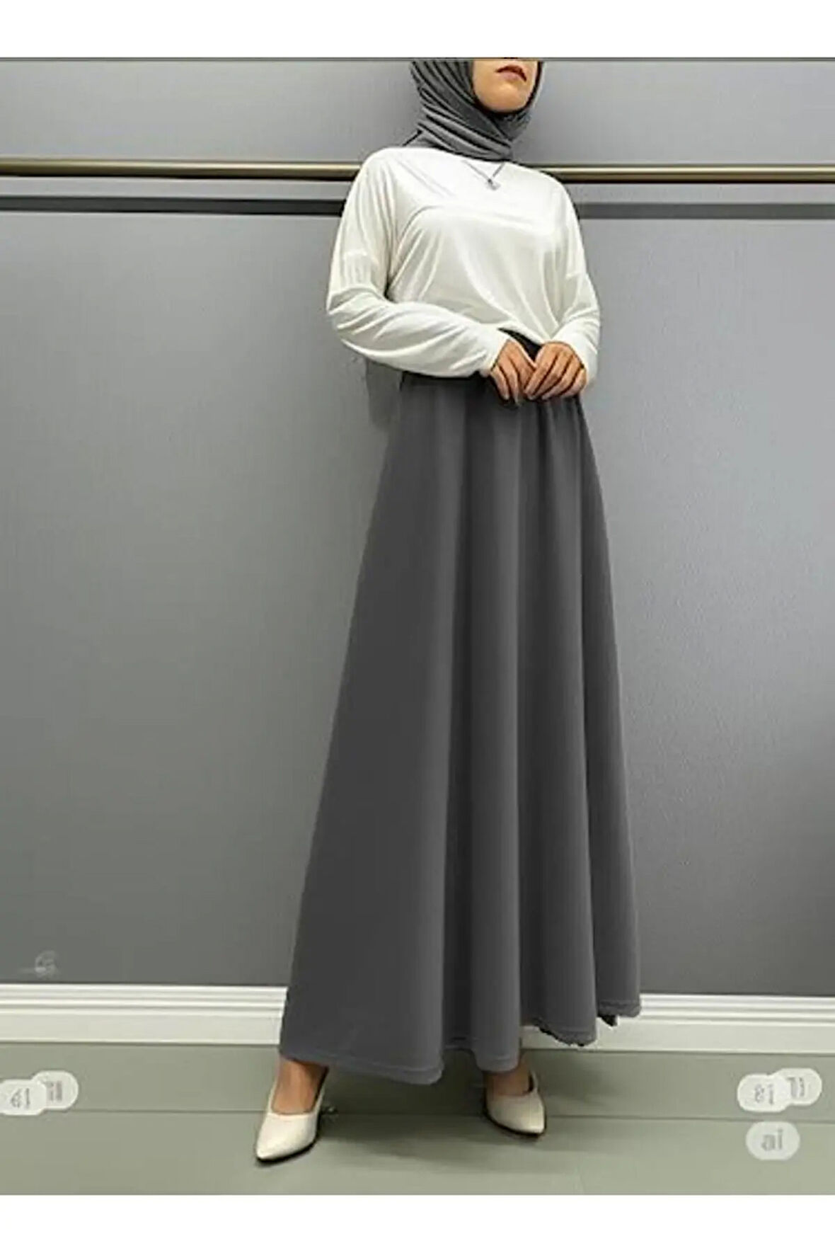 SCUBA KREP BEL LASTİKLİ KLOŞ ETEK(93-94CM UZUNLUK)