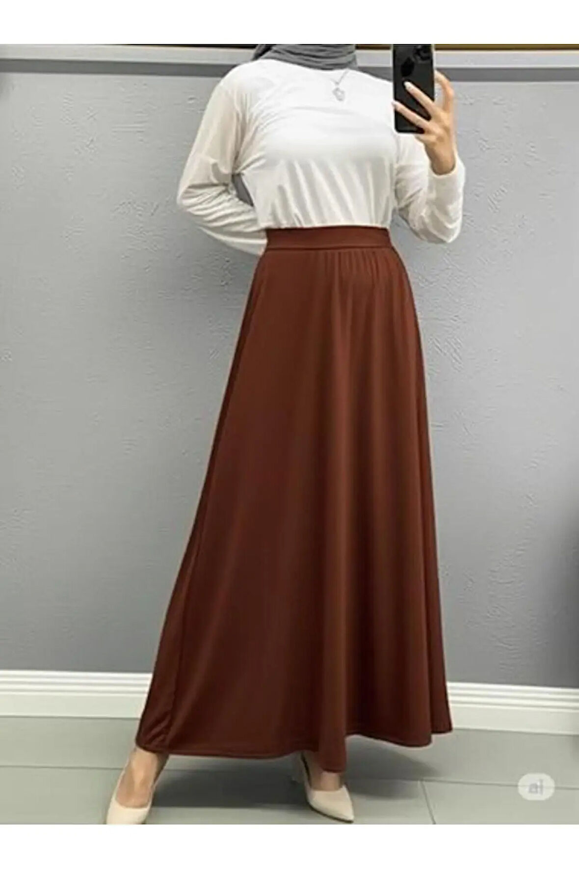 SCUBA KREP BEL LASTİKLİ KLOŞ ETEK(93-94CM UZUNLUK)