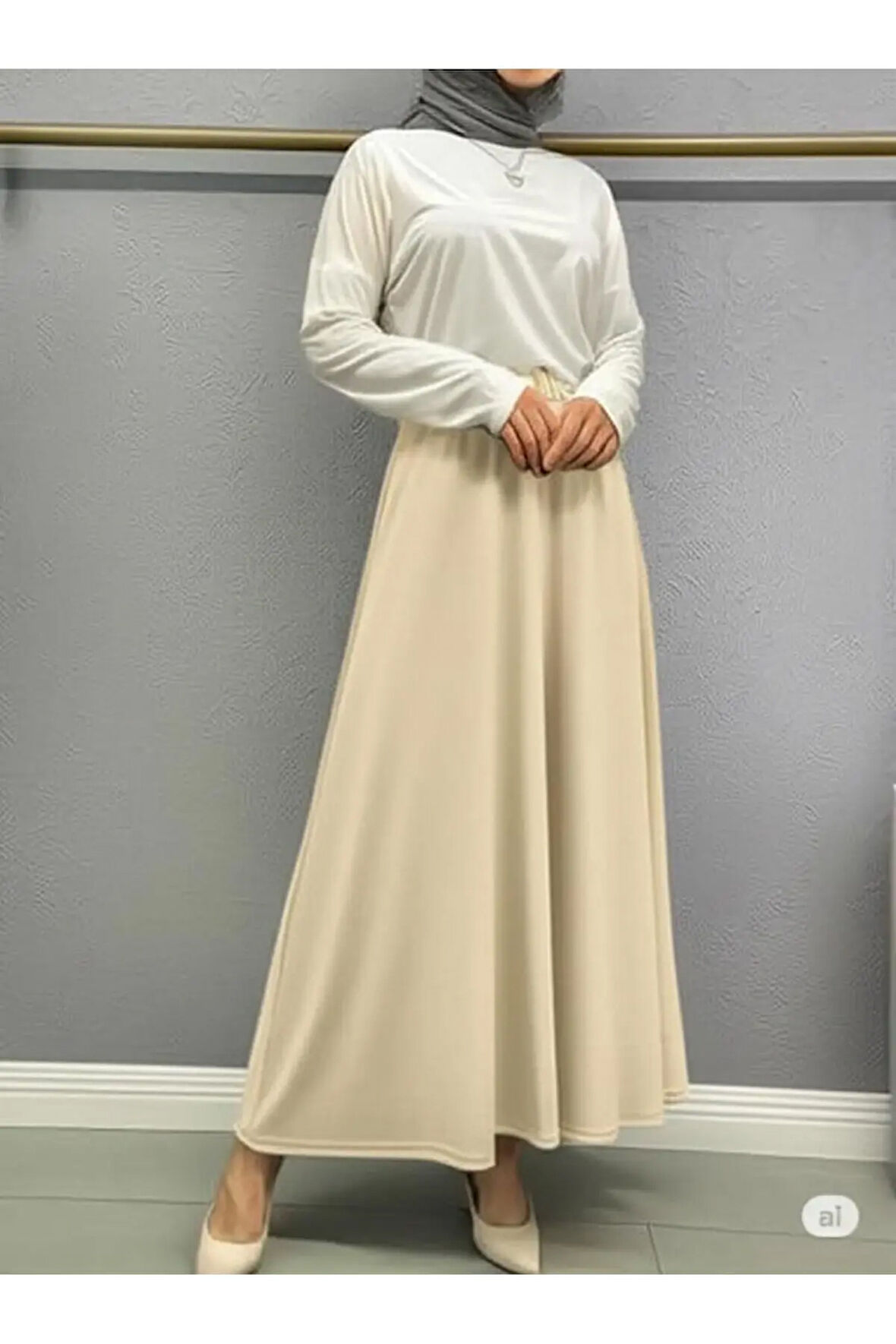 SCUBA KREP BEL LASTİKLİ KLOŞ ETEK(93-94CM UZUNLUK)