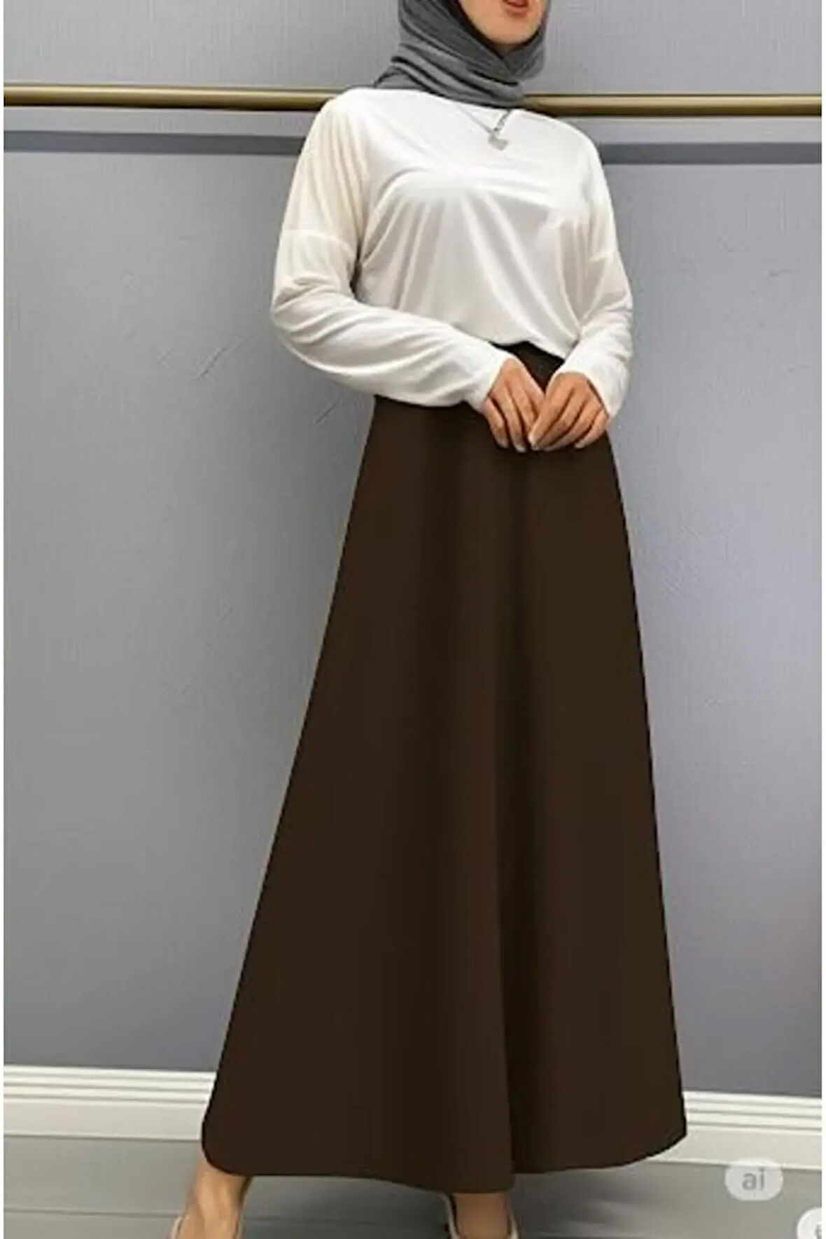 SCUBA KREP BEL LASTİKLİ KLOŞ ETEK(93-94CM UZUNLUK)