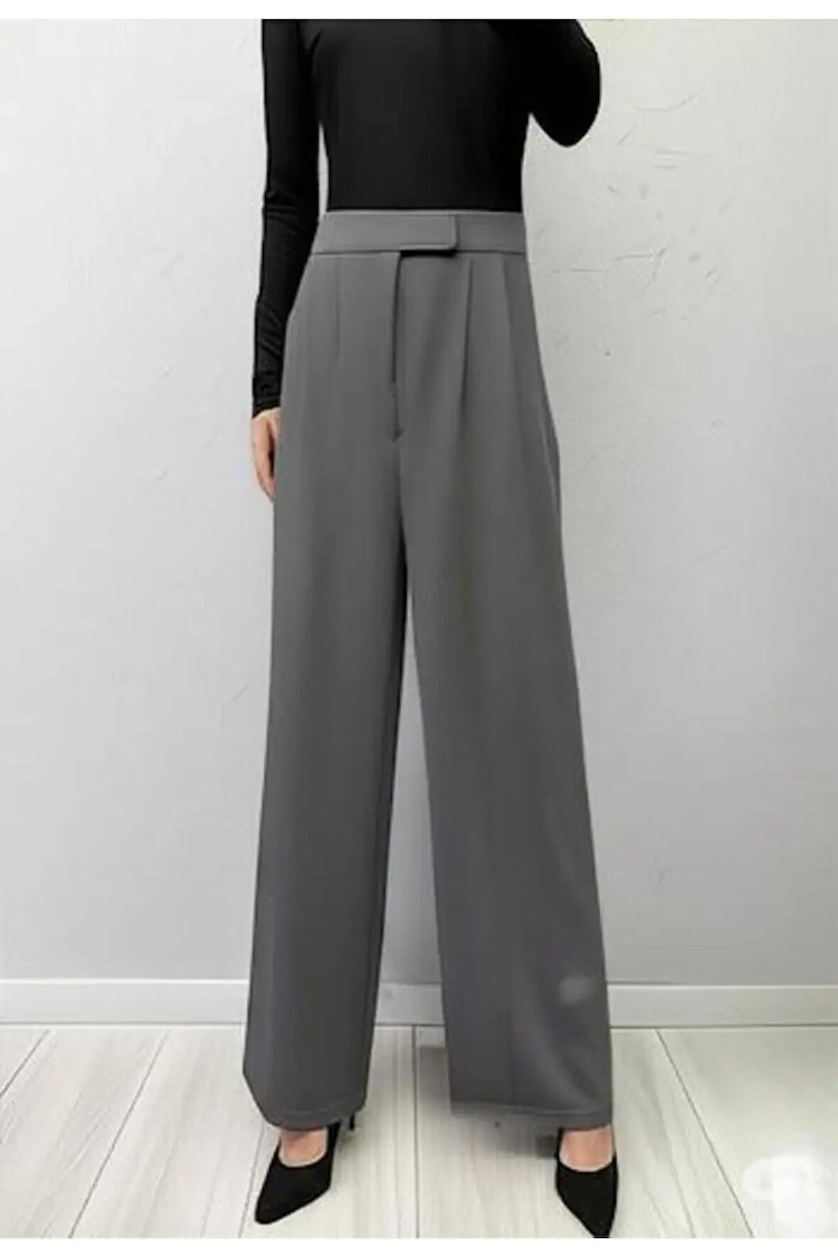 SCUBA KREP ÖNDEN PİLELİ BELİ ÇIRT KAPAMALI PALAZZO PANTOLON