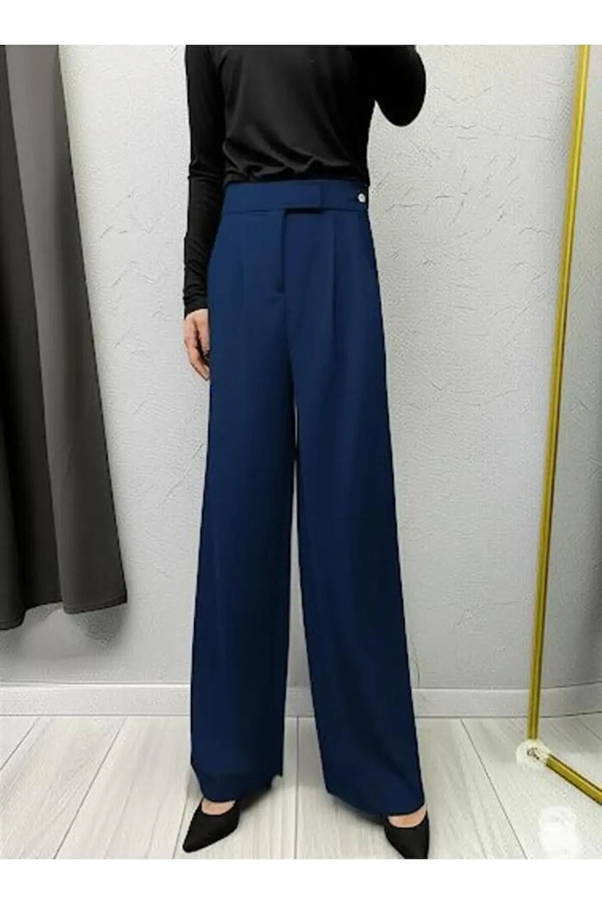 SCUBA KREP ÖNDEN PİLELİ BELİ ÇIRT KAPAMALI PALAZZO PANTOLON