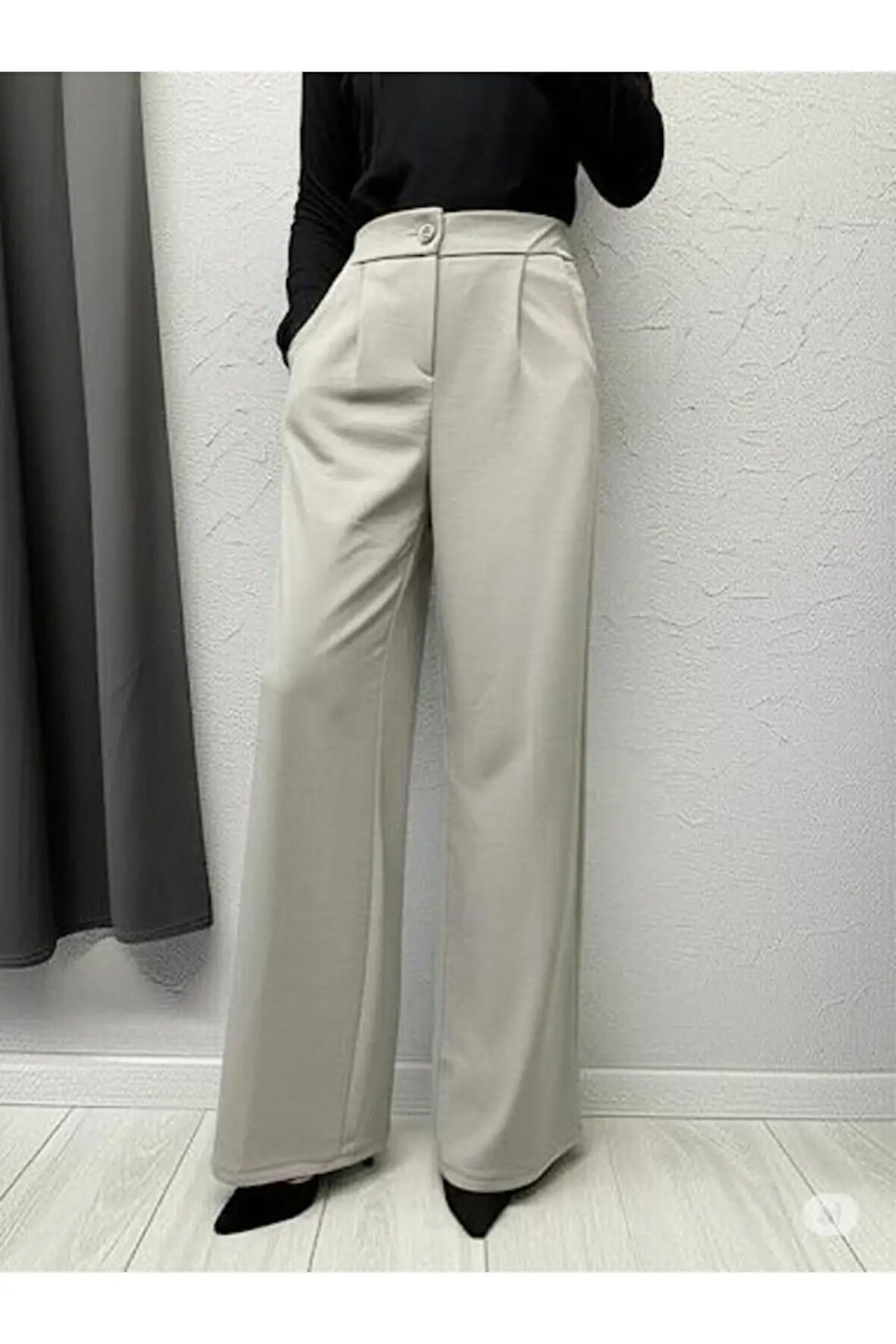 SCUBA KREP ÖNÜ PİLELİ PALAZZO PANTOLON