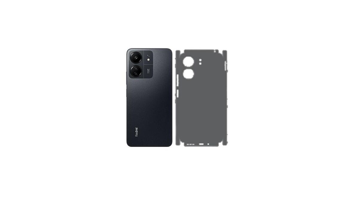 Redmi 13C ile Uyumlu Deri Desenli Siyah Arka Kaplama