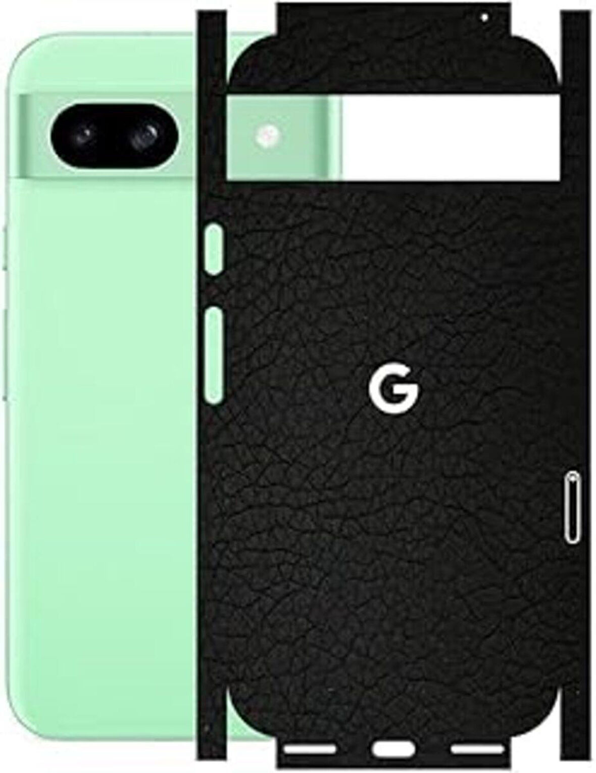 Google Pixel 8A ile Uyumlu Deri Desenli Siyah Arka Kaplama