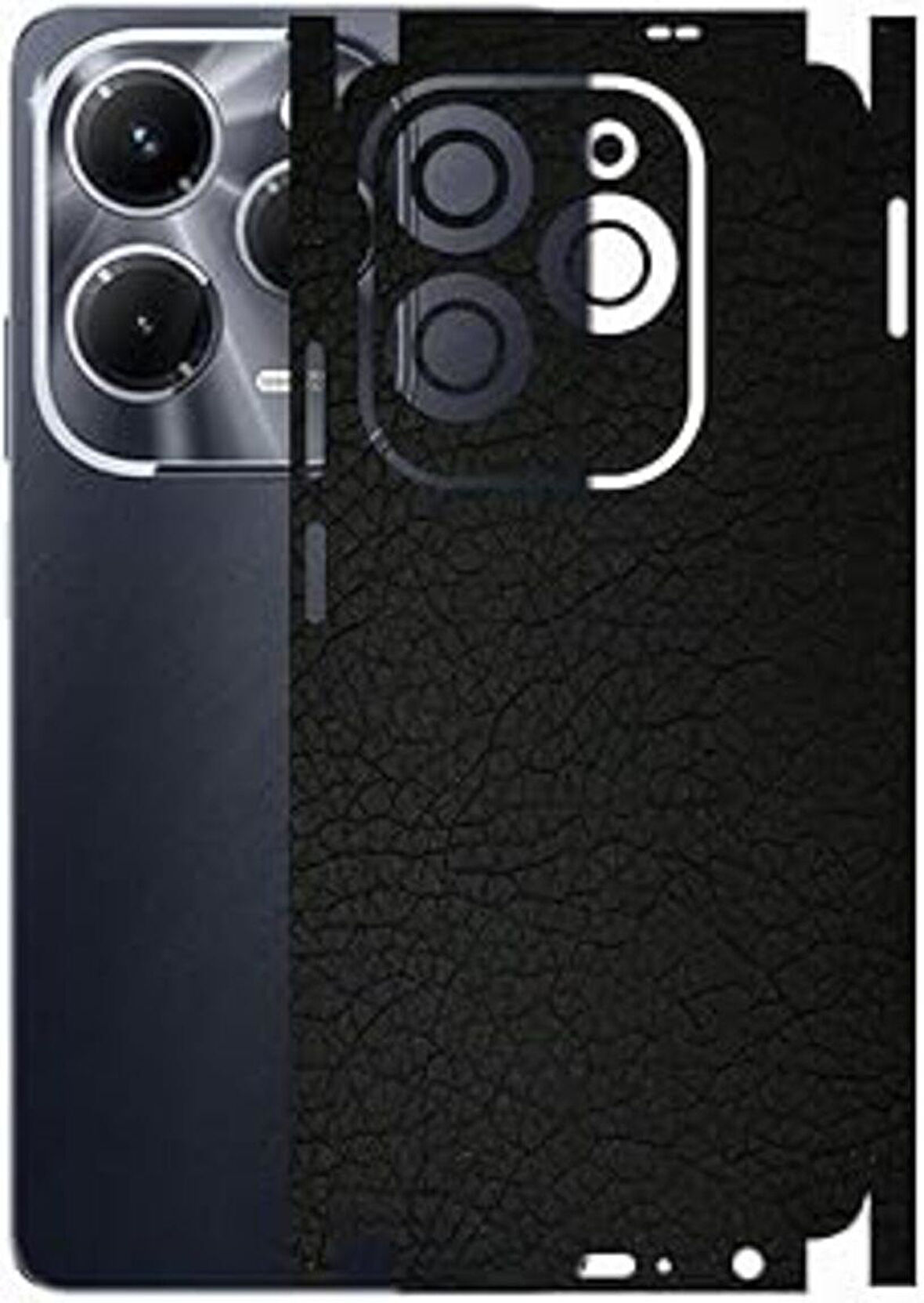 Infinix Hot 40 ile Uyumlu Deri Desenli Siyah Arka Kaplama
