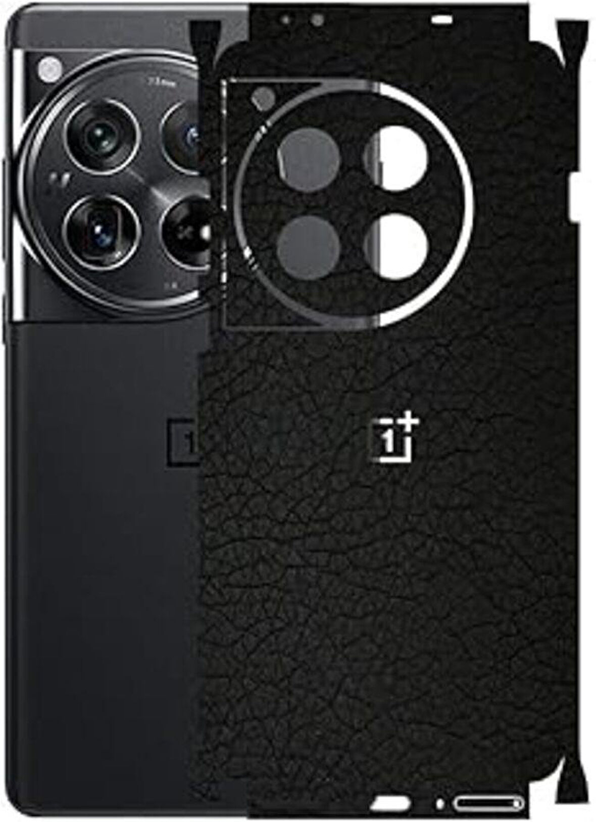 Oneplus 12 ile Uyumlu Deri Desenli Siyah Arka Kaplama