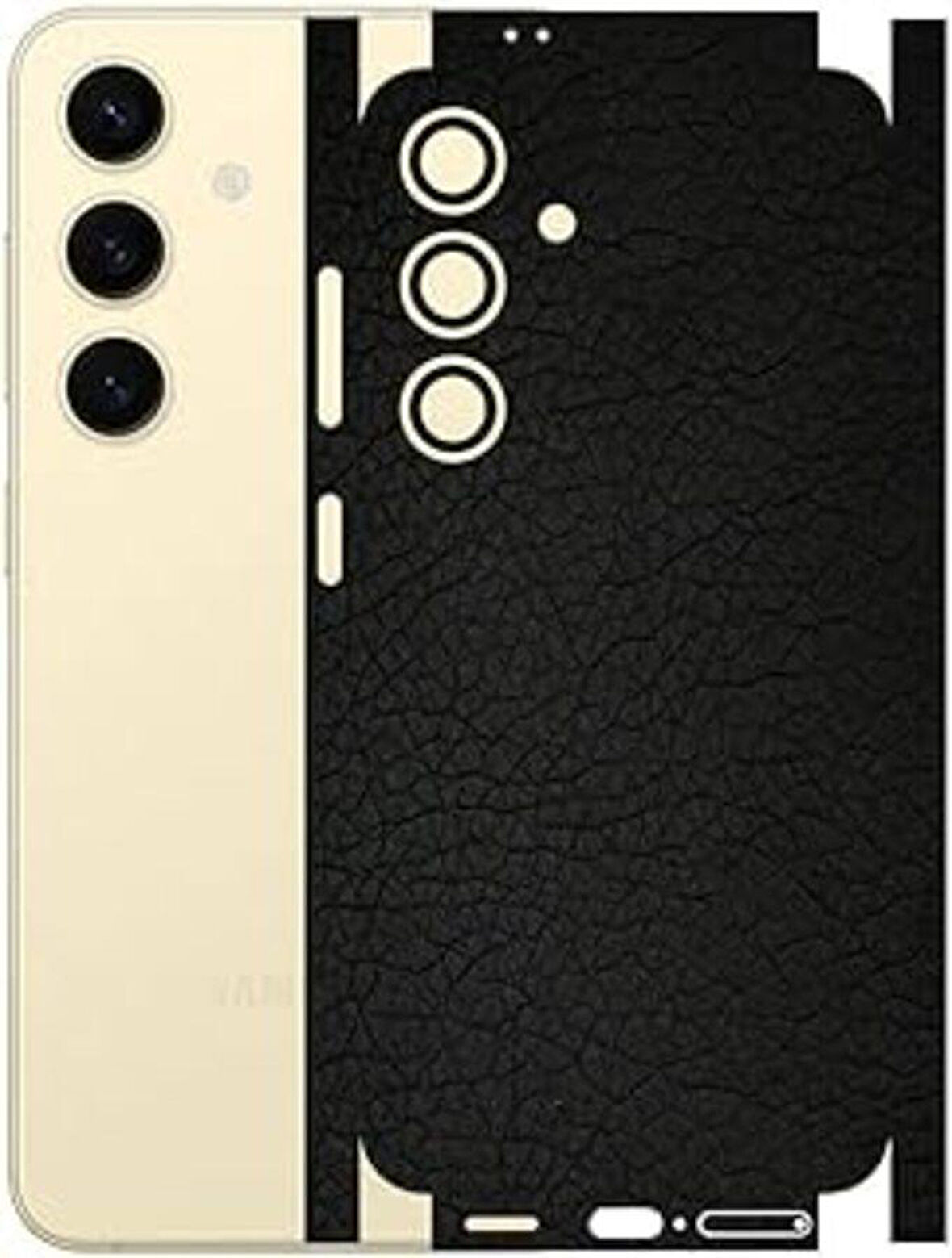 Samsung Galaxy S24+ ile Uyumlu Deri Desenli Siyah Arka Kaplama