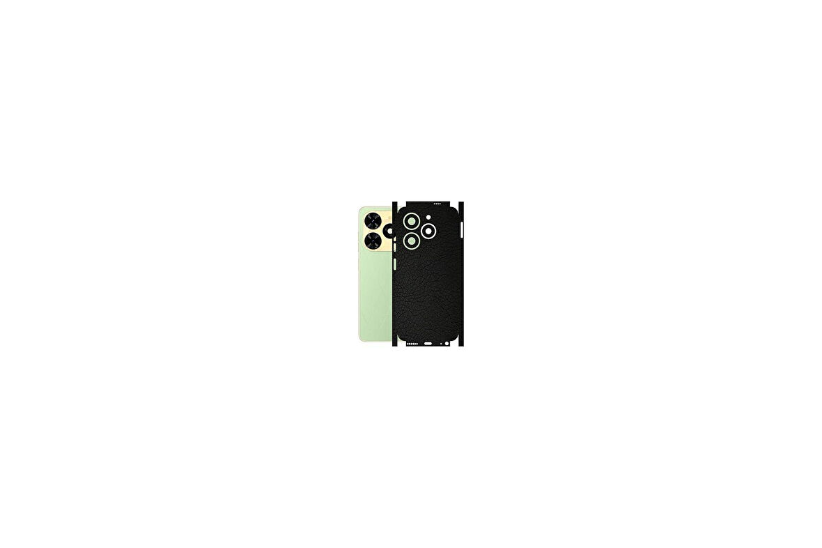 Tecno Spark 20C (BG7n) ile Uyumlu Deri Desenli Siyah Arka Kaplama