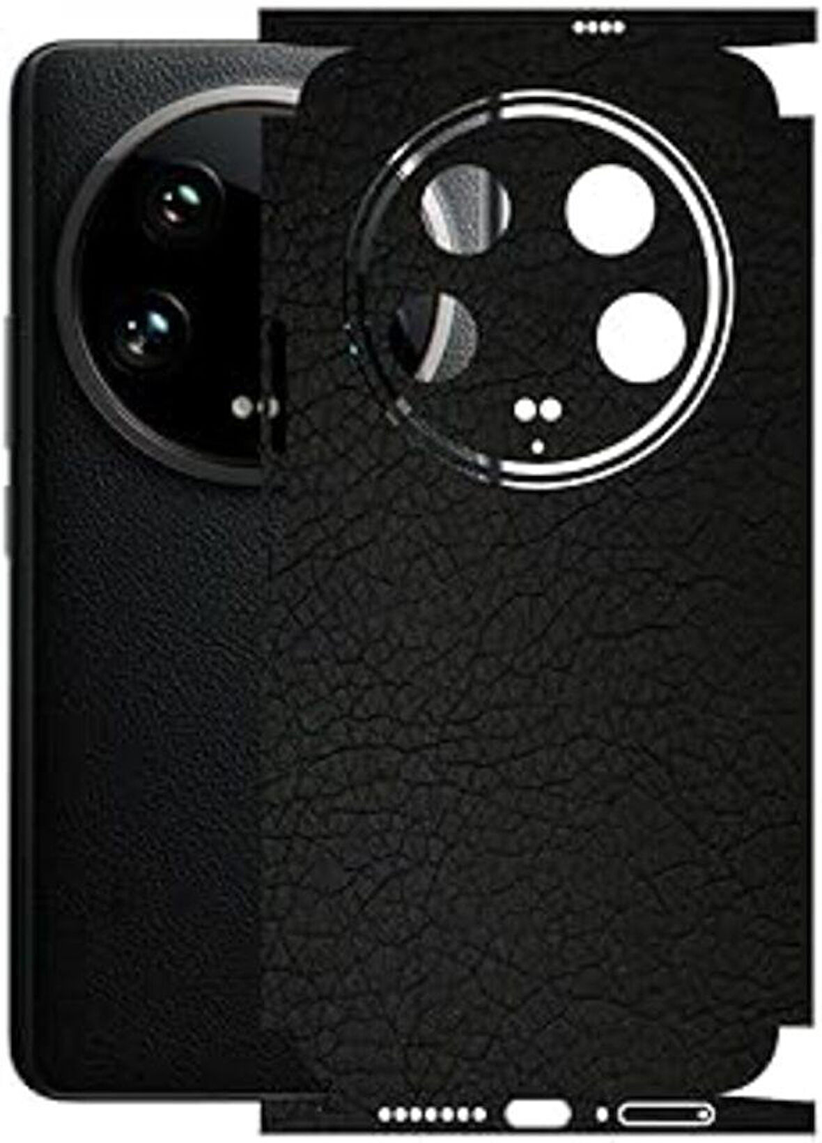 Xiaomi 14 Ultra ile Uyumlu Deri Desenli Siyah Arka Kaplama