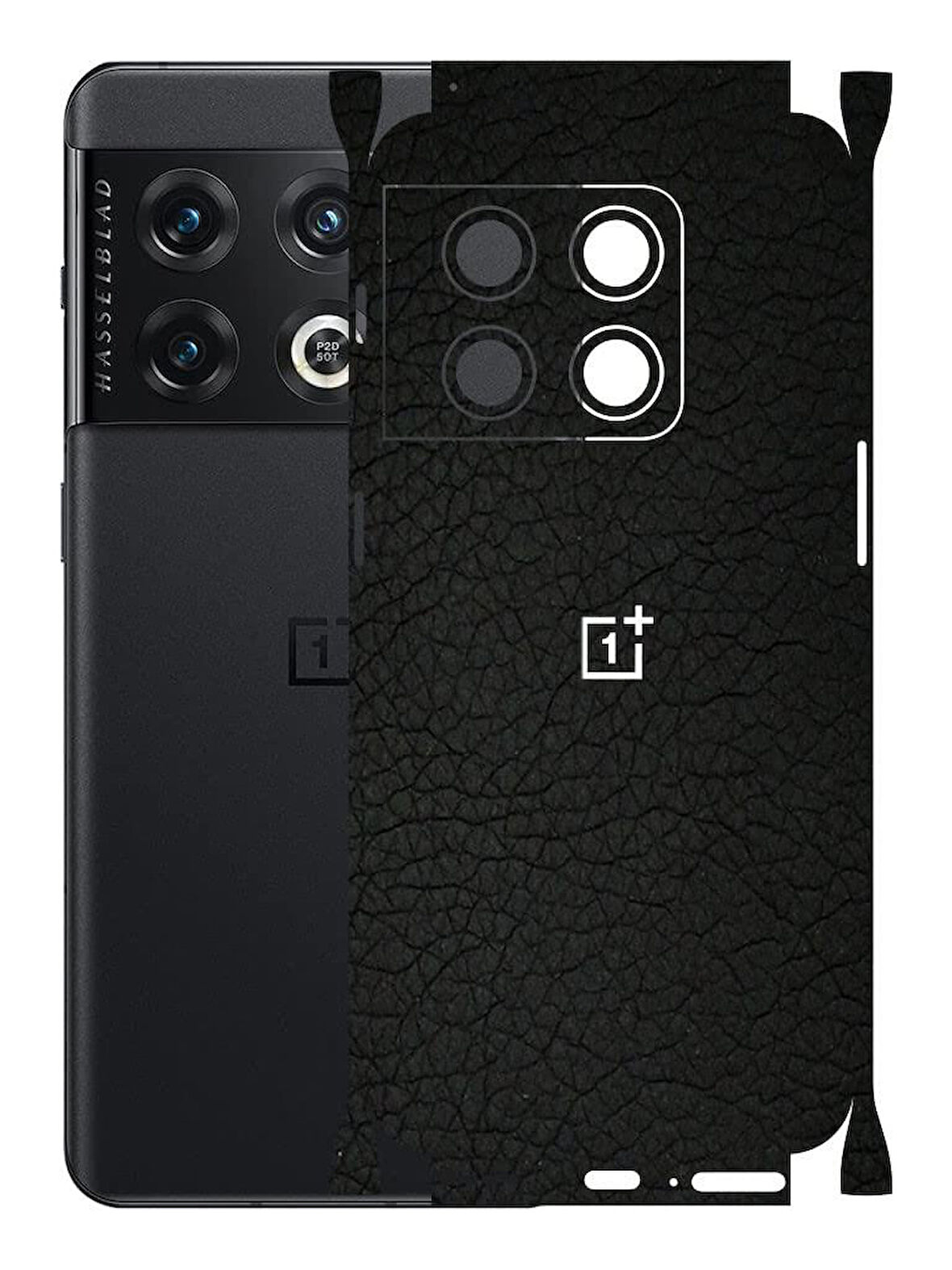 Oneplus 10 Pro ile Uyumlu Deri Desenli Siyah Arka Kaplama