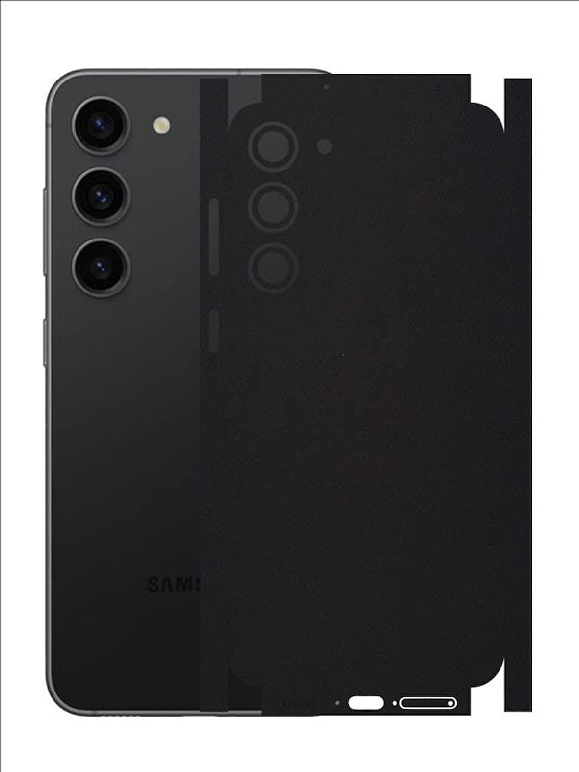 Samsung Galaxy S23 Plus ile Uyumlu Mat Siyah Arka Kaplama