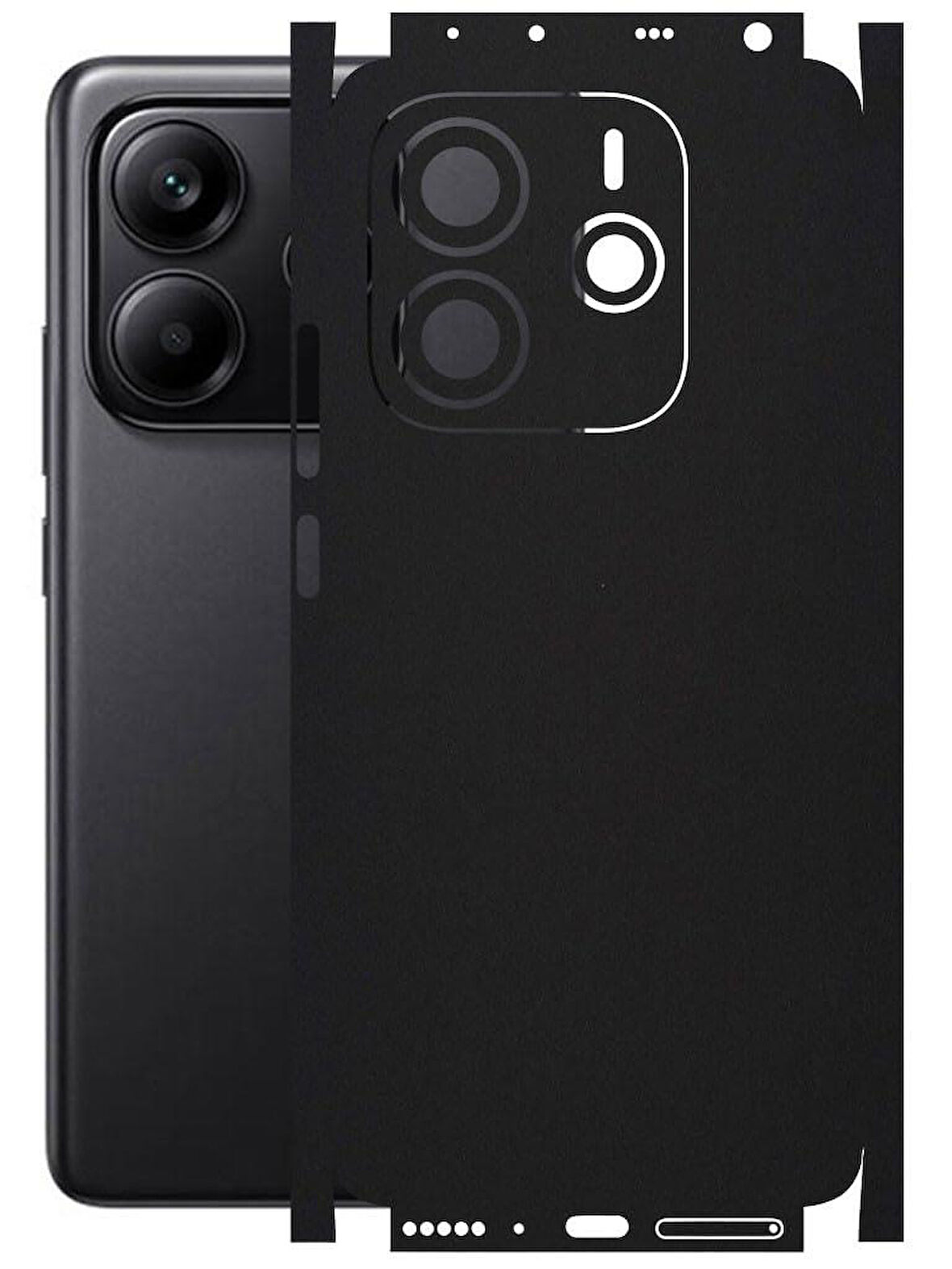 Redmi Note 14 ile Uyumlu Mat Siyah Arka Kaplama