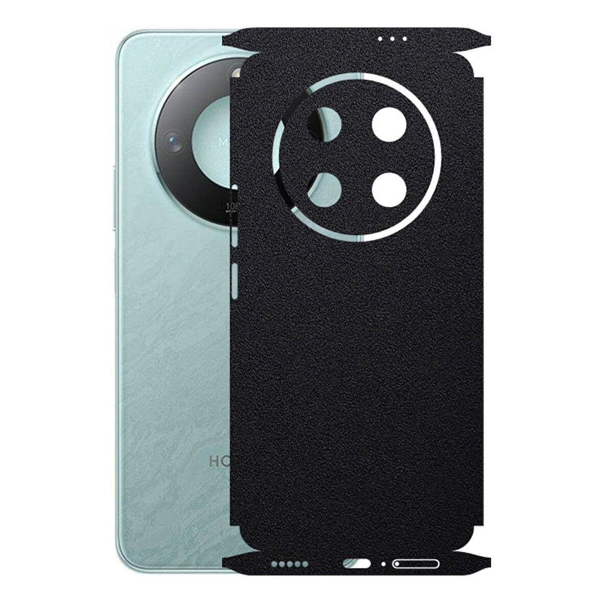 Honor Magic 7 Lite ile Uyumlu 360 Arka Kaplama  Deri Desenli Siyah