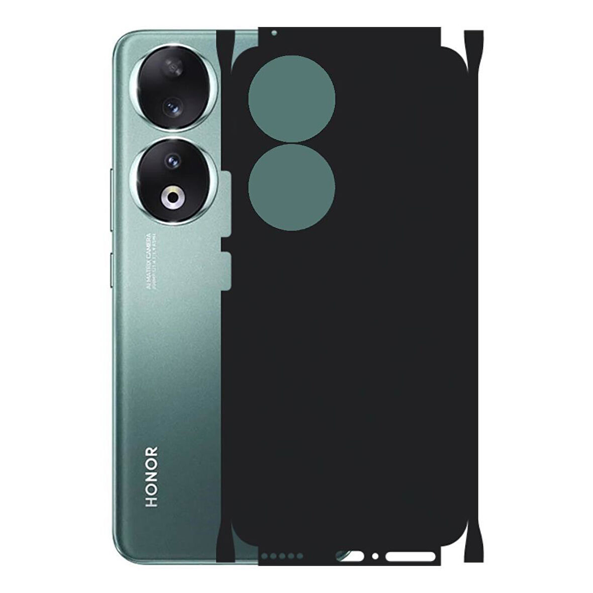 Honor 90 ile Uyumlu 360 Arka Kaplama  Mat Siyah