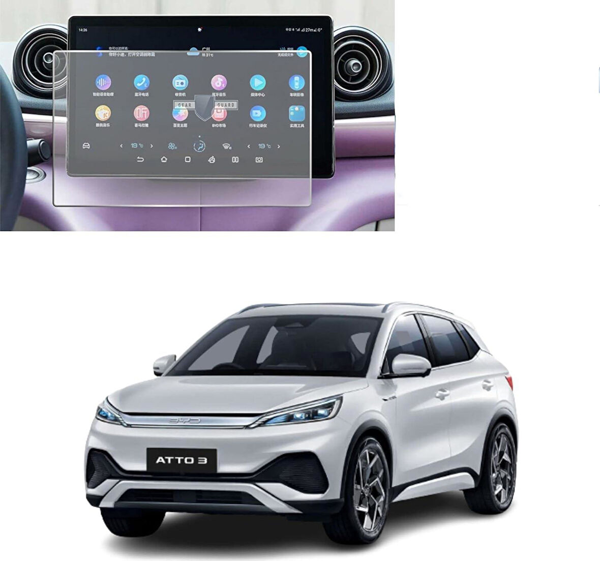 BYD Atto 3 15.6 Inc Navigasyon MAT Nano Ekran Koruyucu 
