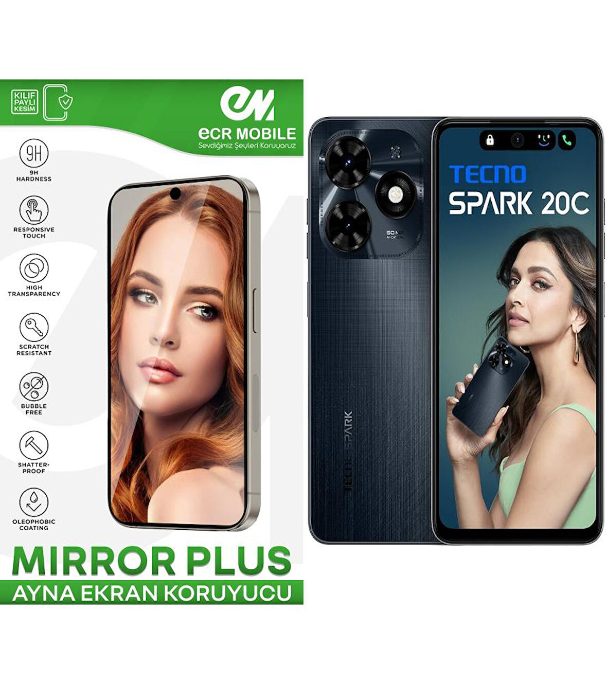 Tecno Spark 20C Esnek Ayna(Mirror) 9H Nano Ekran Koruyucu