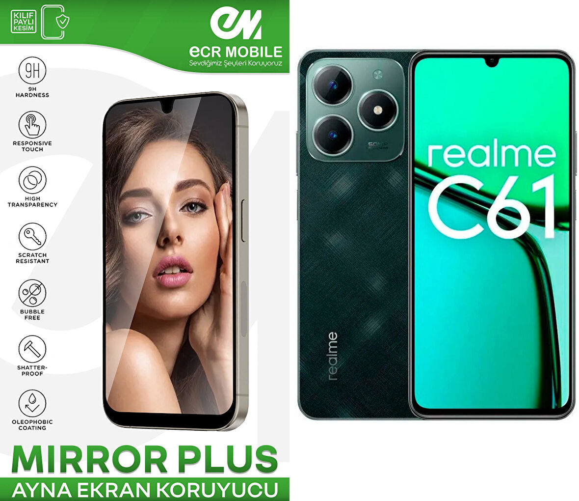 Realme C61 Esnek Ayna(Mirror) 9H Nano Ekran Koruyucu