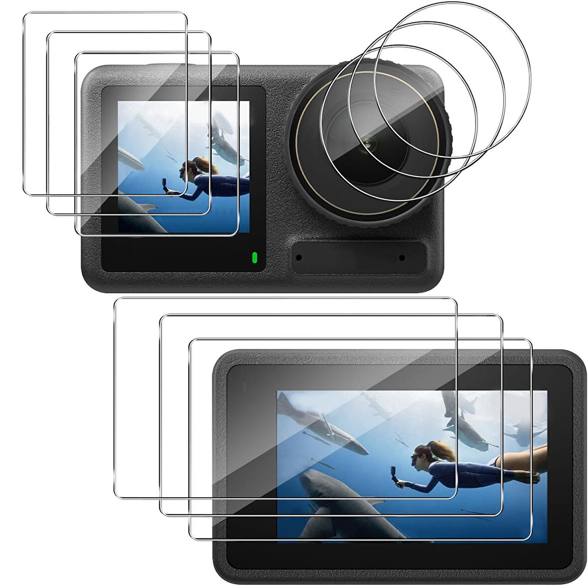 DJI Osmo Action 3 ve Action 4 ile uyumlu Ekran Koruyucu 9H Nano