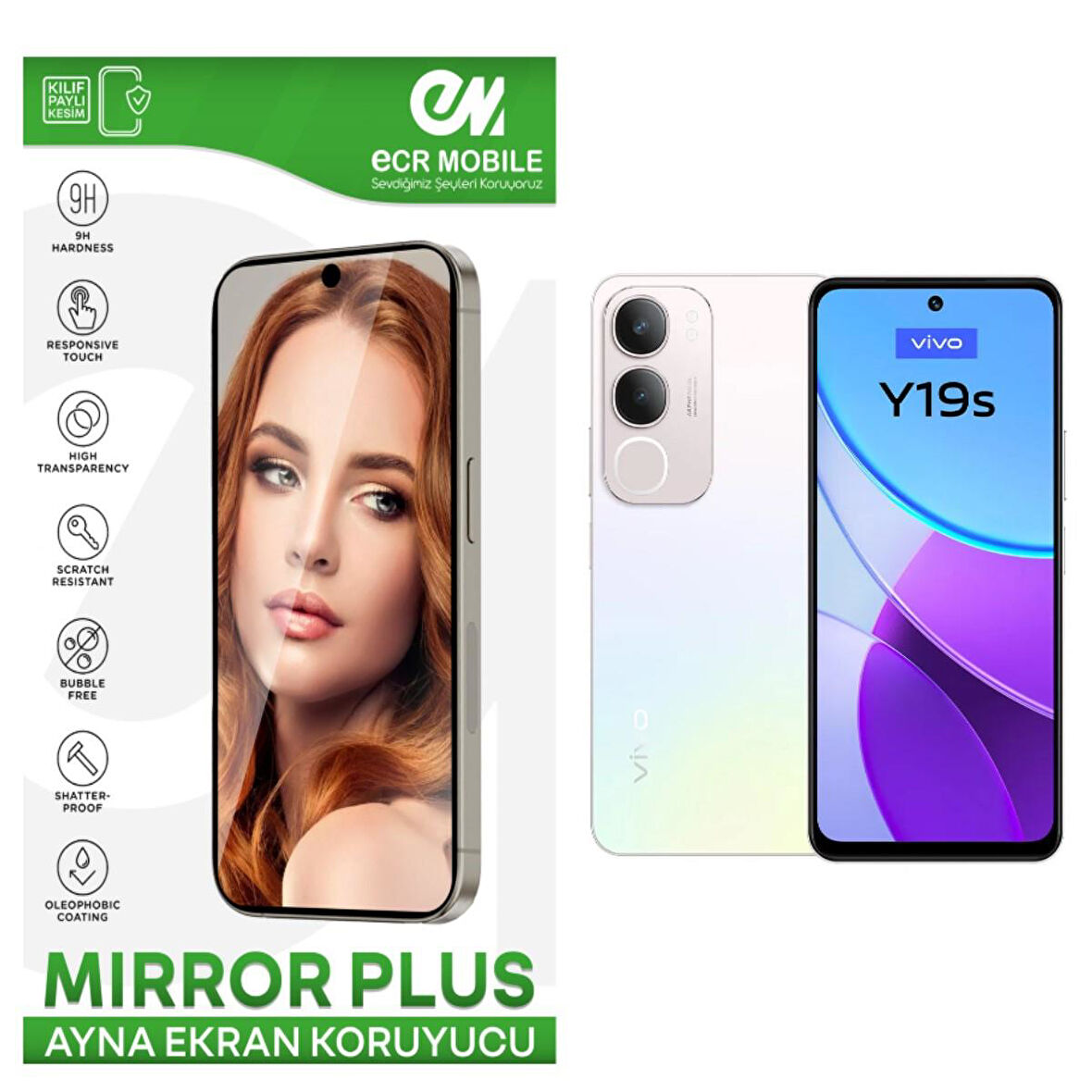 Vivo Y19s ile Uyumlu Esnek Ayna(Mirror) 9H Nano Ekran Koruyucu