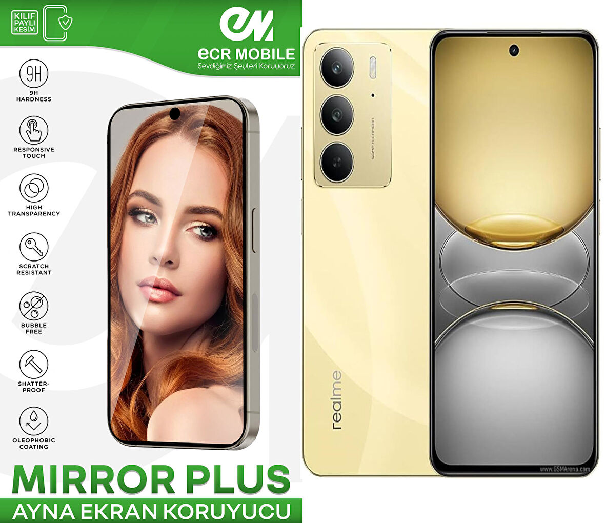 Realme C75 ile Uyumlu Esnek Ayna(Mirror) 9H Nano Ekran Koruyucu