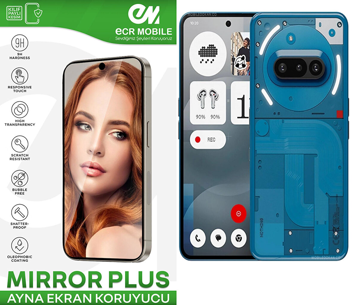 Nothin Phone 3A ile Uyumlu Esnek Ayna(Mirror) 9H Nano Ekran Koruyucu
