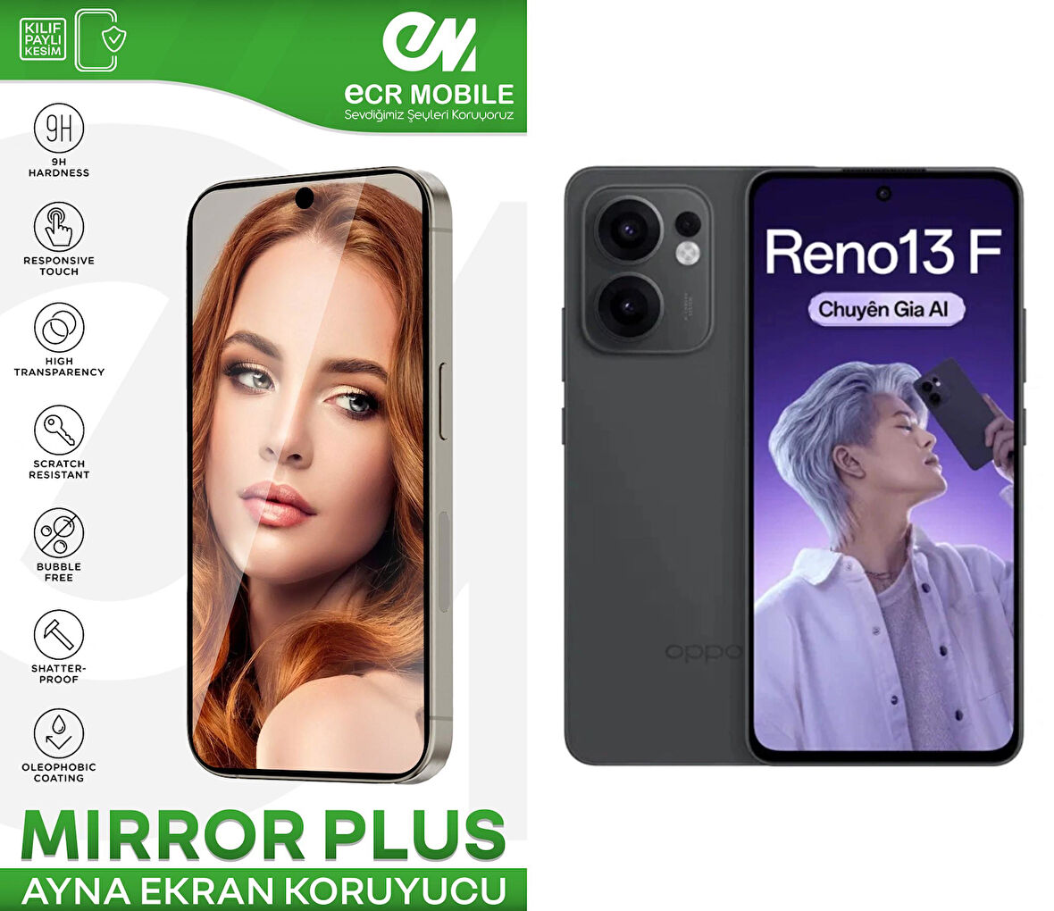 Oppo Reno 13F ile Uyumlu Esnek Ayna(Mirror) 9H Nano Ekran Koruyucu