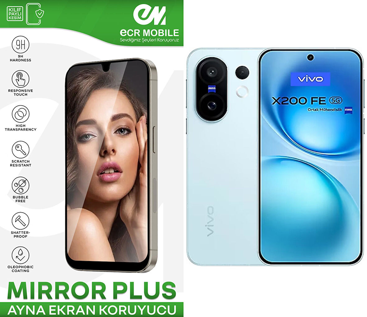 Vivo X200 FE ile Uyumlu Esnek Ayna(Mirror) 9H Nano Ekran Koruyucu
