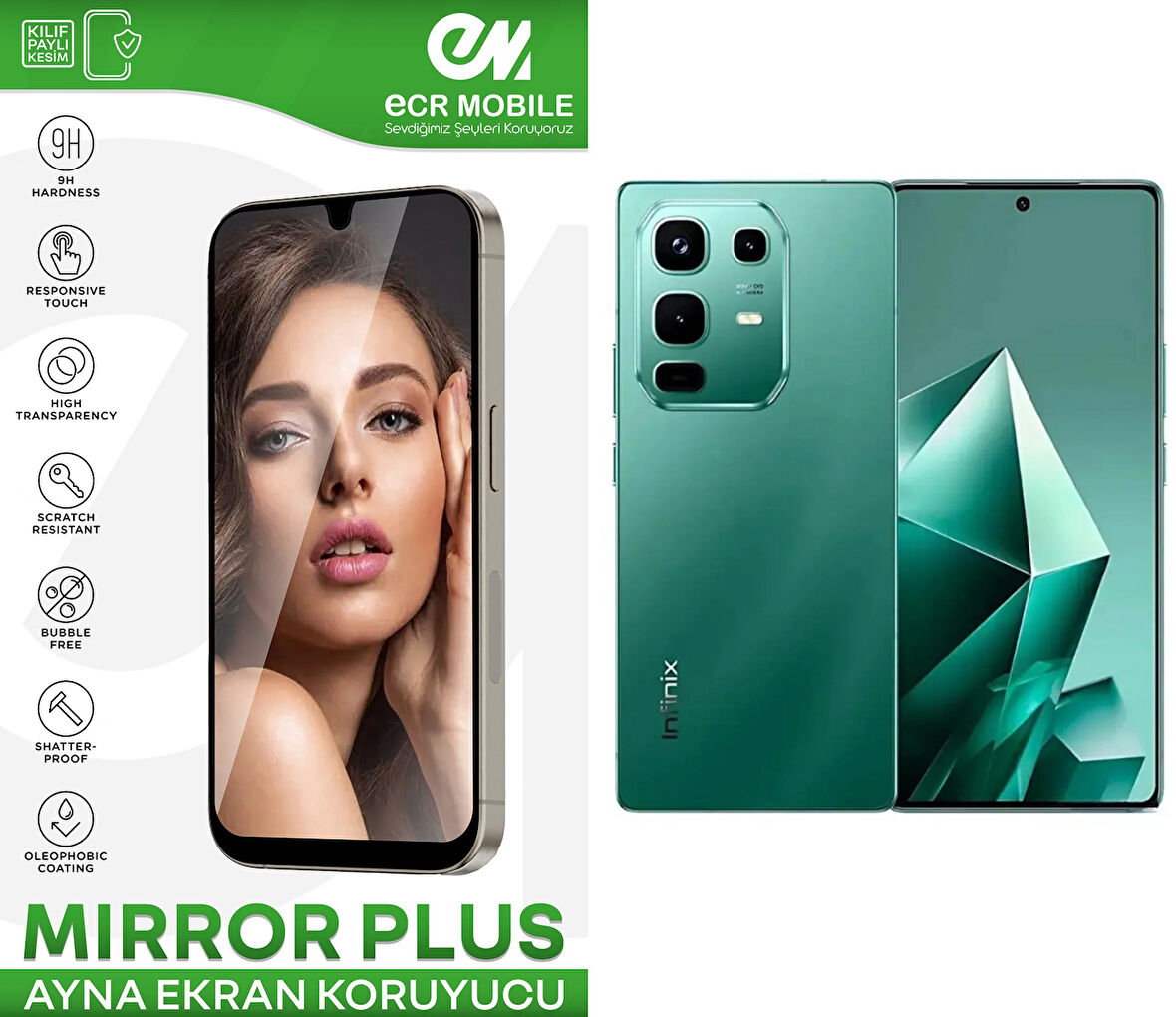 Infinix Note 50 ile Uyumlu Esnek Ayna(Mirror) 9H Nano Ekran Koruyucu
