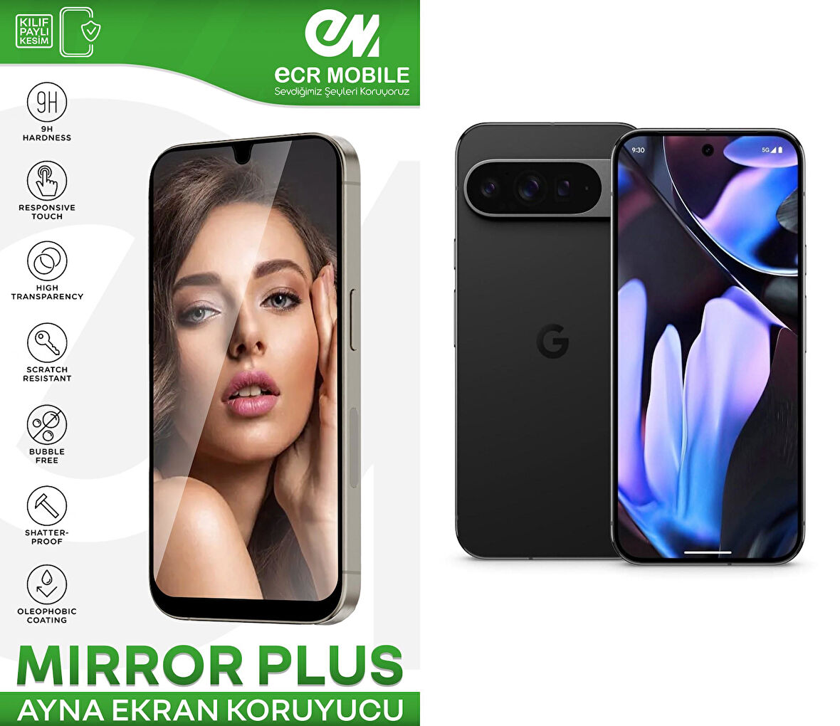 Google Pixel 9 Pro XL ile Uyumlu Esnek Ayna(Mirror) 9H Nano Ekran Koruyucu