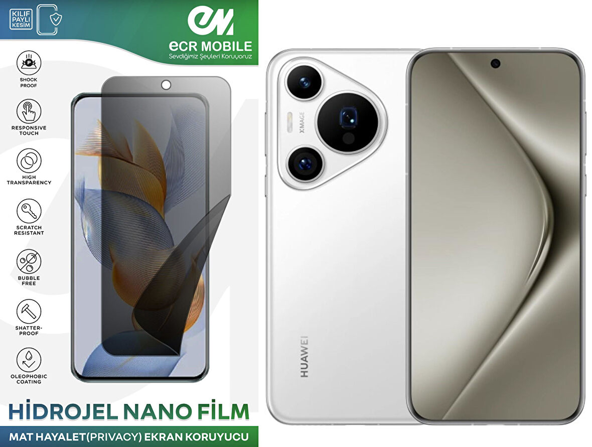 Huawei Pura 70 Pro ile Uyumlu Hidrojel Nano Ekran Koruyucu Film HAYALET(Privacy)