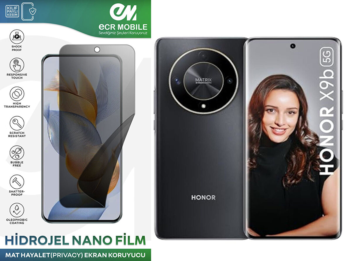 Honor X9b ile Uyumlu Hidrojel Nano Ekran Koruyucu Film HAYALET(Privacy)