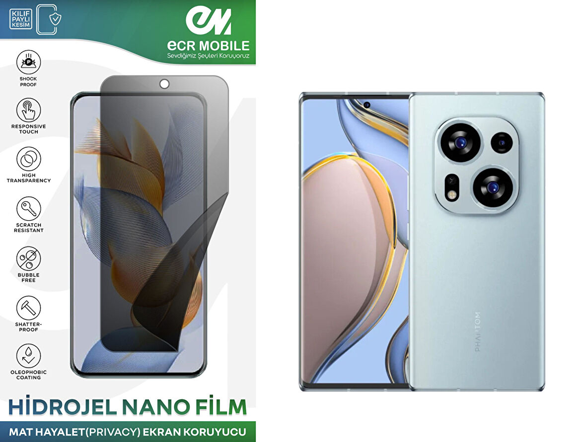 Tecno Phantom X2 Uyumlu Hidrojel Nano Ekran Koruyucu Film HAYALET(Privacy)Tempered Cam Değildir