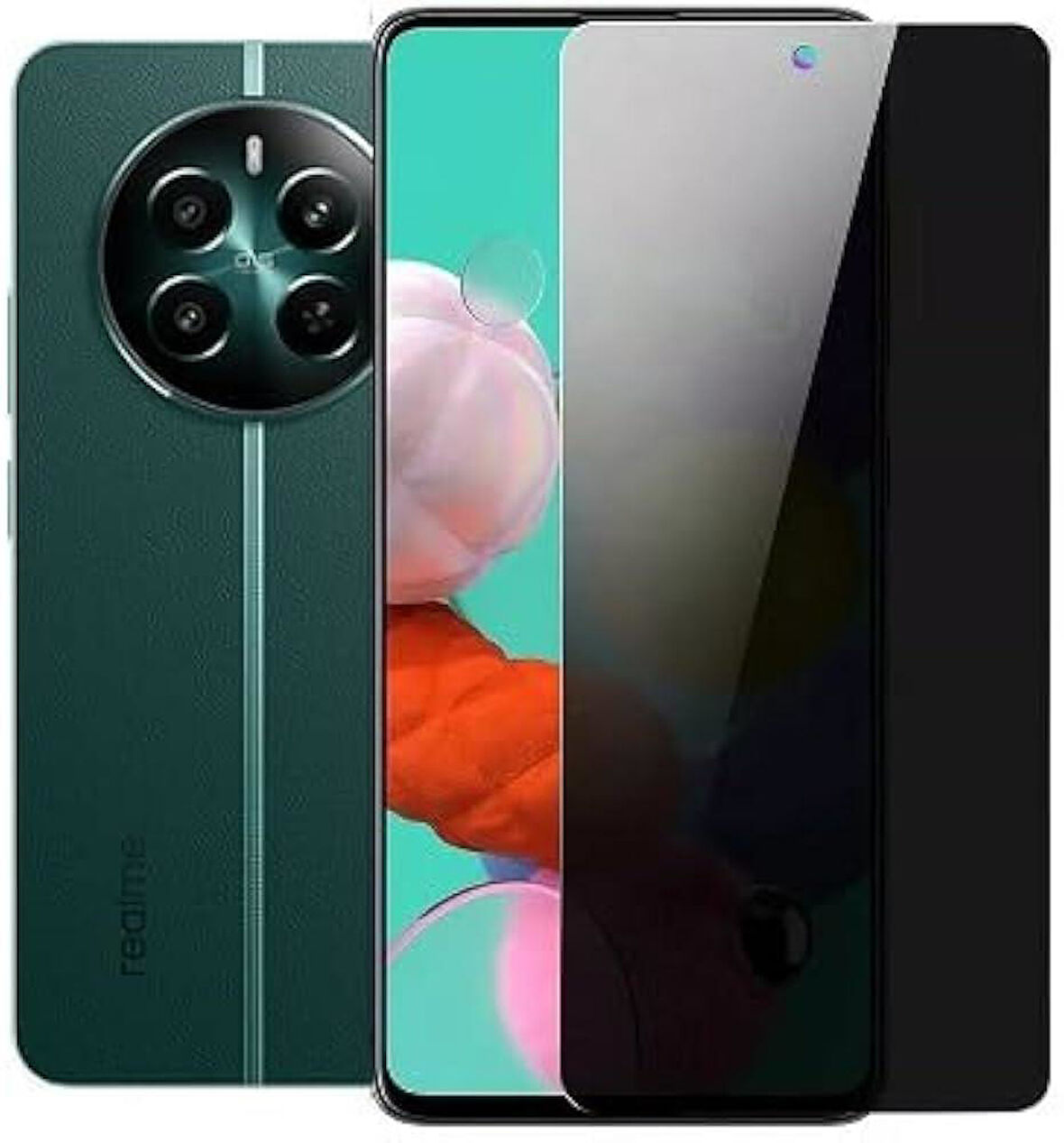 Realme 12 Plus 5G ile Uyumlu HAYALET(Privacy) Esnek Nano Kırılmayan Ekran Koruyucu