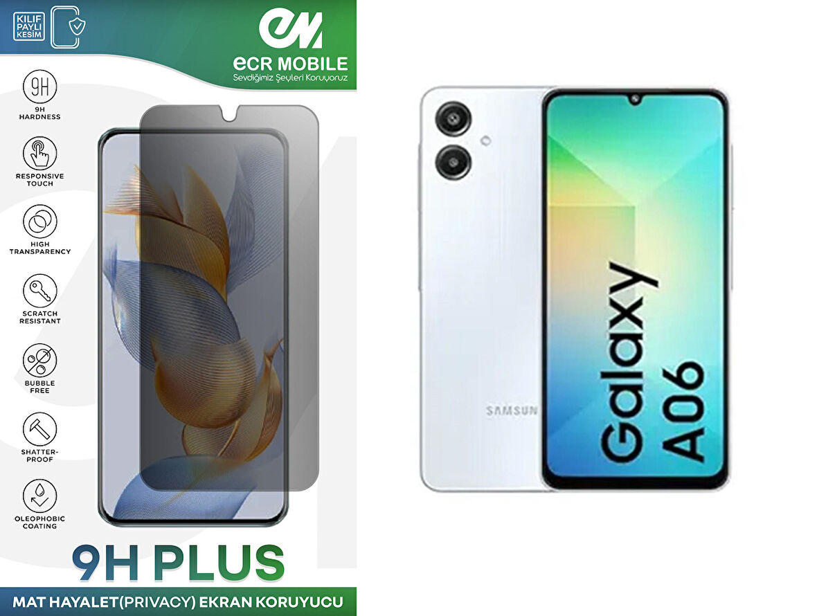 Samsung Galaxy A06 Ekran Koruyucu Tam Uyumlu 9H Esnek Nano Kırılmayan HAYALET(Privacy)